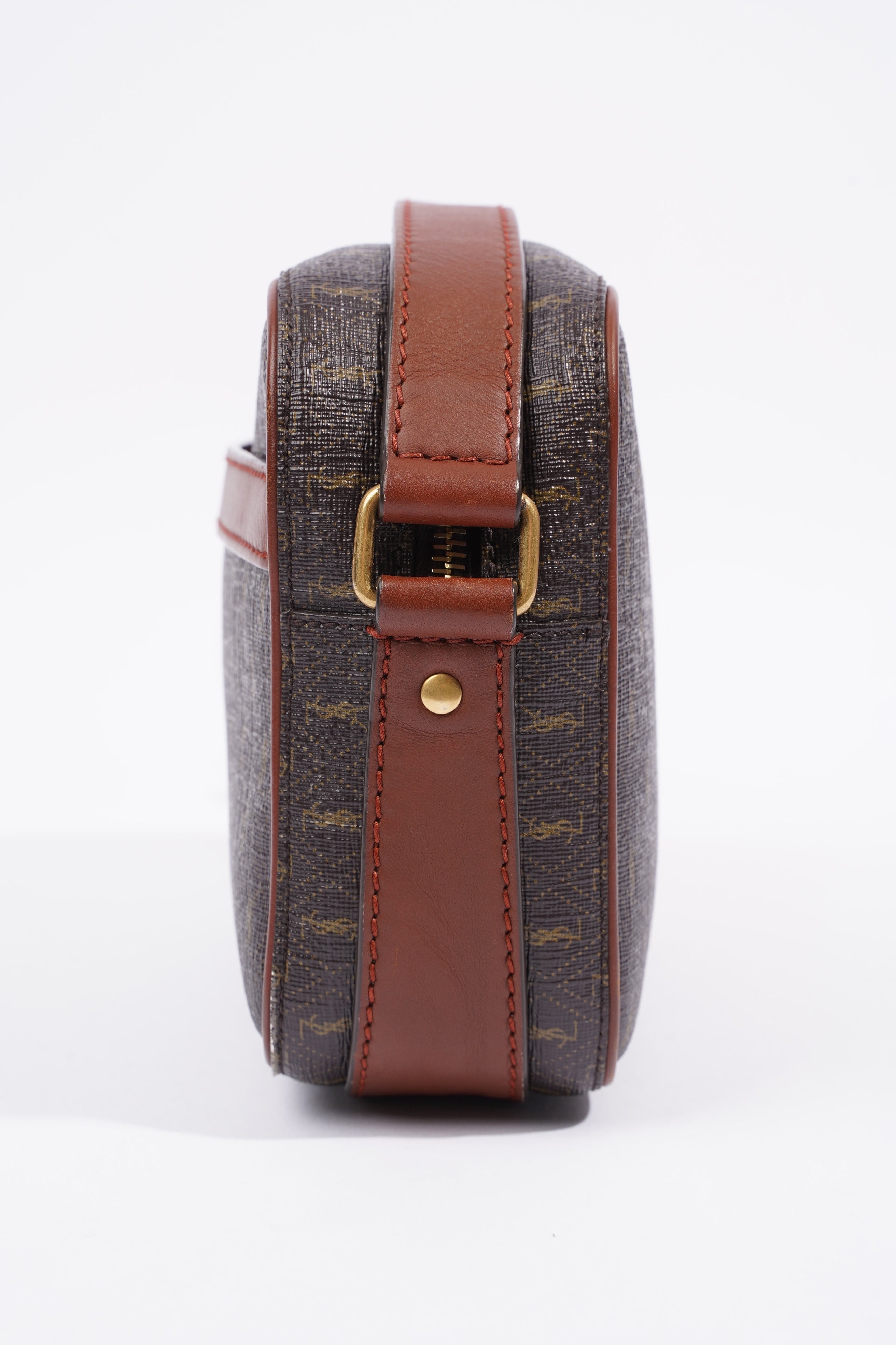 Saint Laurent Le Monogramme Camera Chestnut Cassandre Canvas Coated Canvas