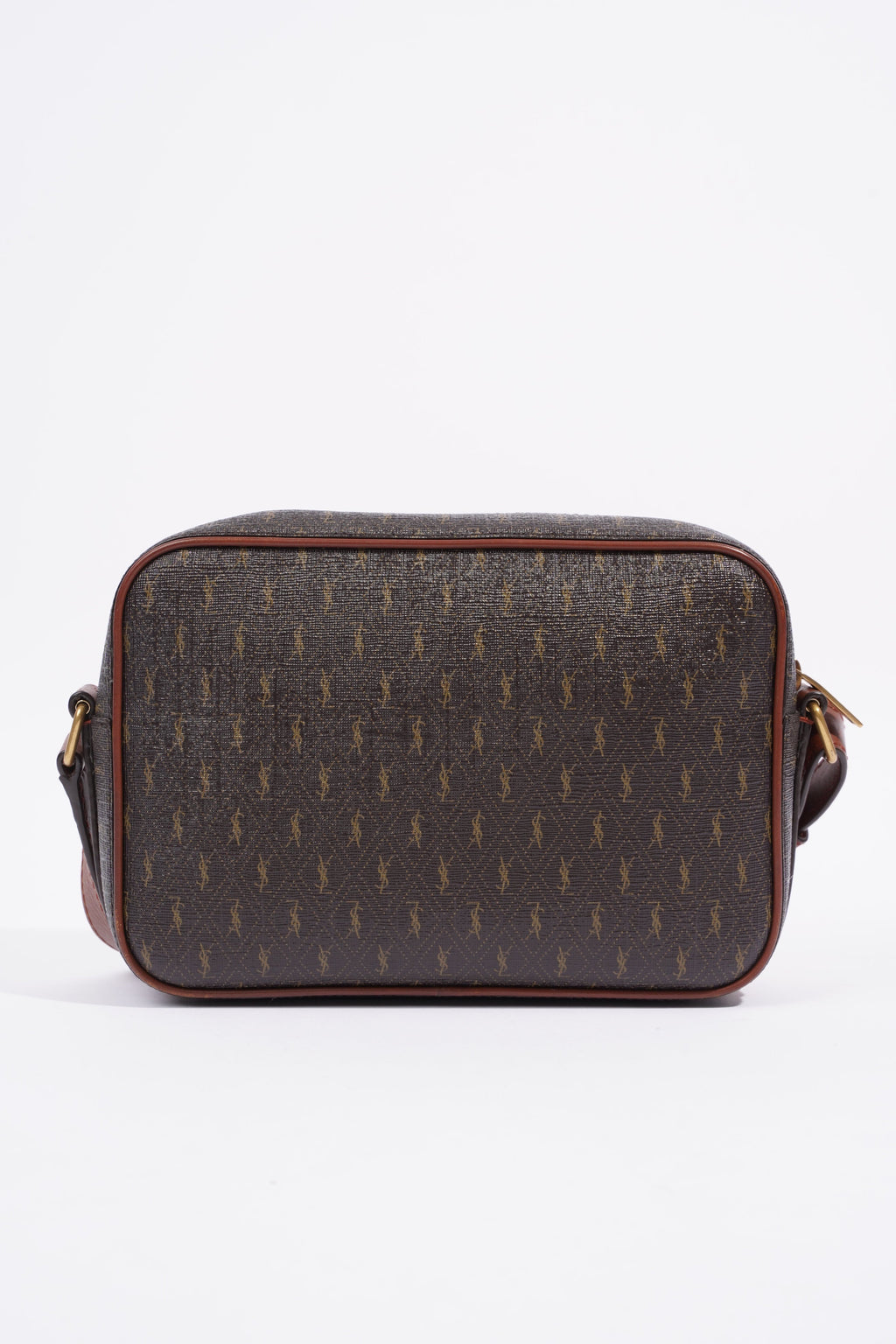 Saint Laurent Le Monogramme Camera Chestnut Cassandre Canvas Coated Canvas