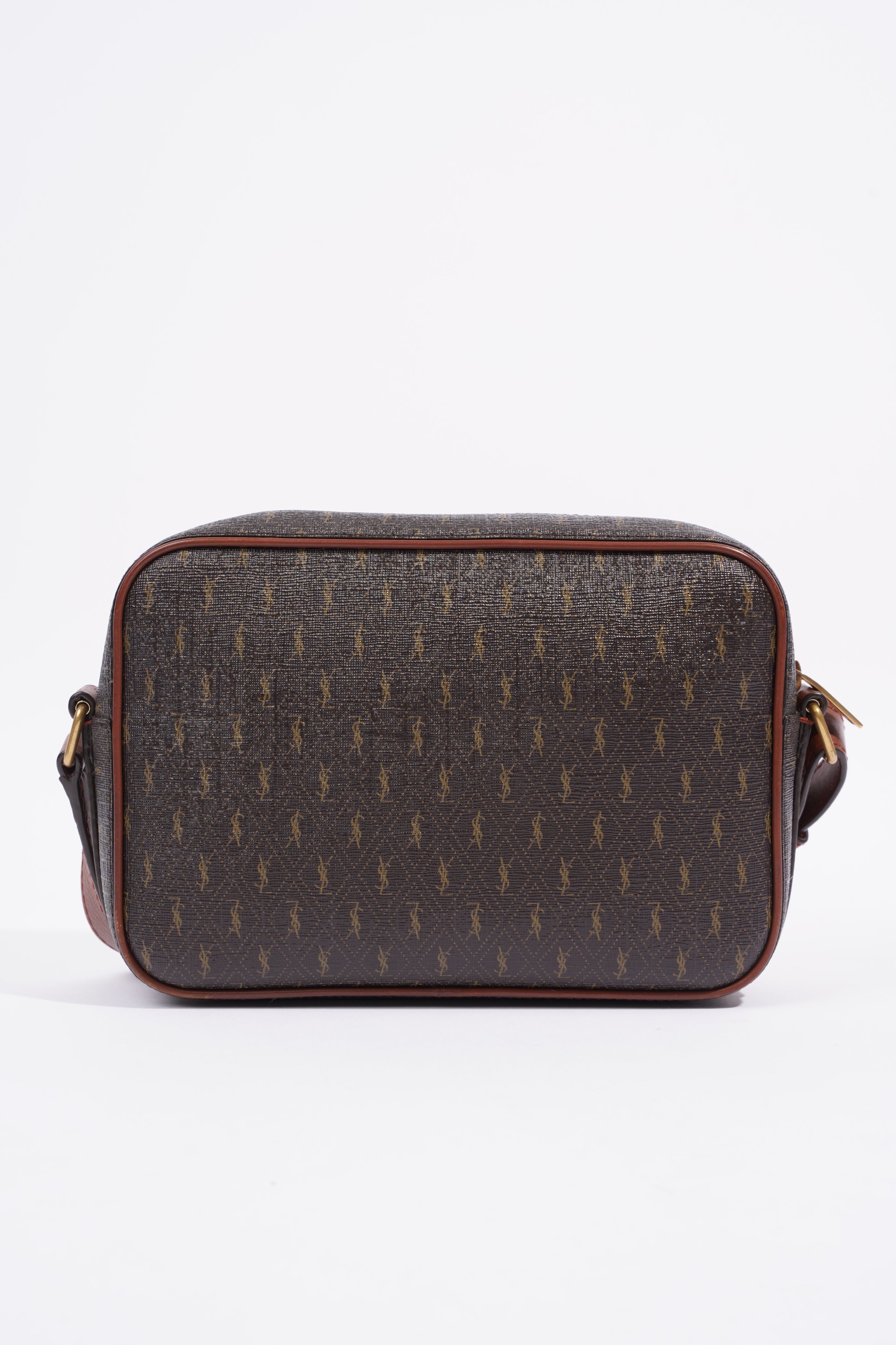 Saint Laurent Le Monogramme Camera Chestnut Cassandre Canvas Coated Canvas