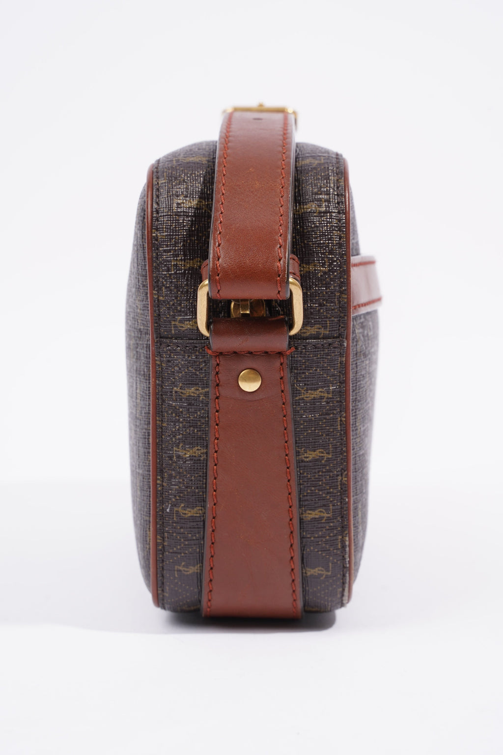 Saint Laurent Le Monogramme Camera Chestnut Cassandre Canvas Coated Canvas