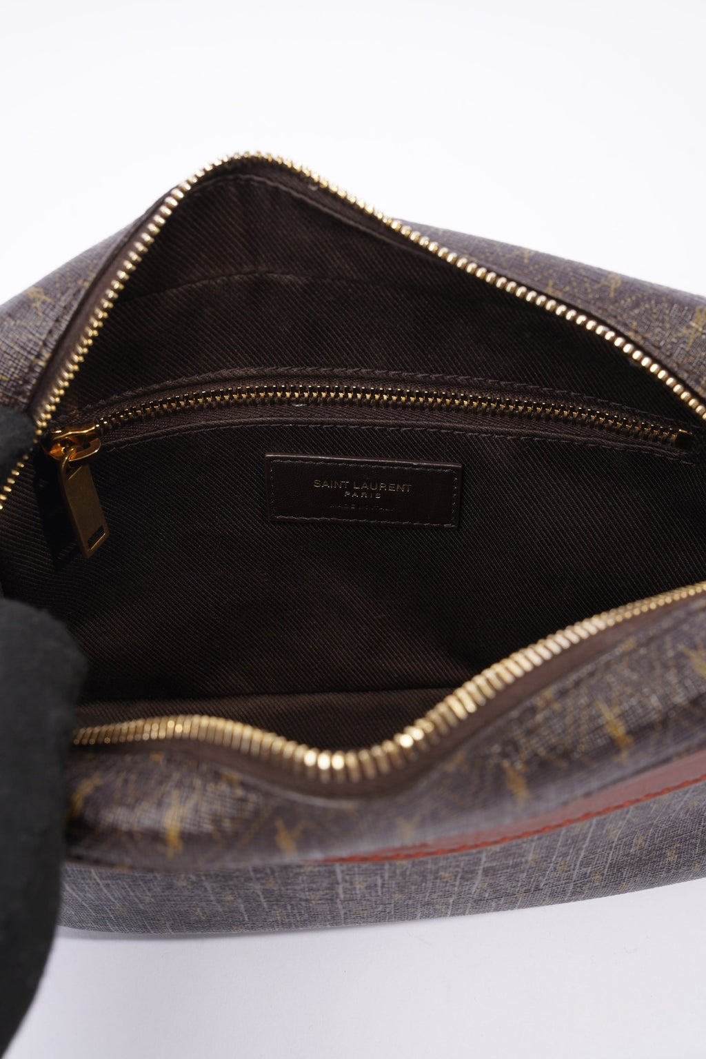 Saint Laurent Le Monogramme Camera Chestnut Cassandre Canvas Coated Canvas