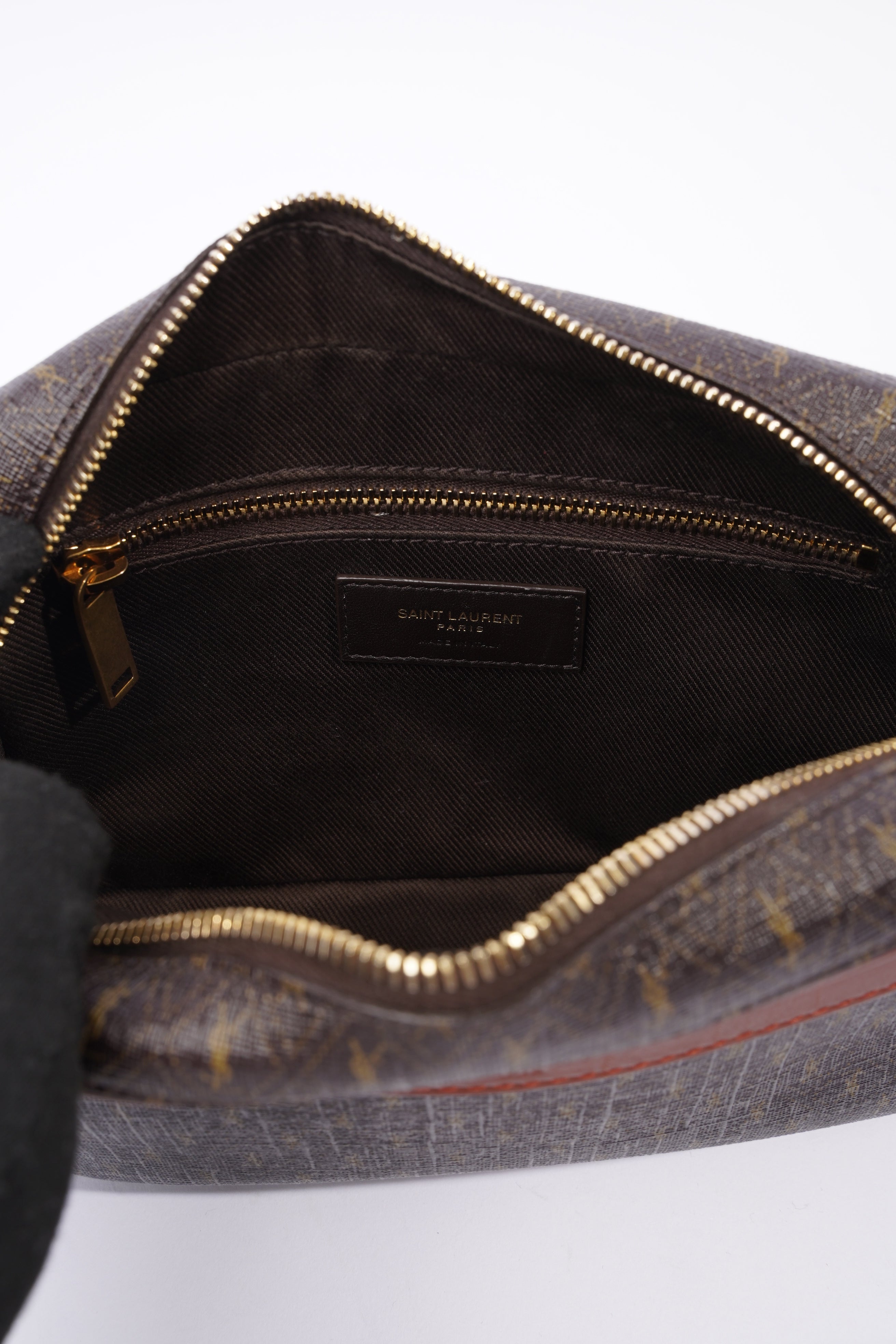 Saint Laurent Le Monogramme Camera Chestnut Cassandre Canvas Coated Canvas