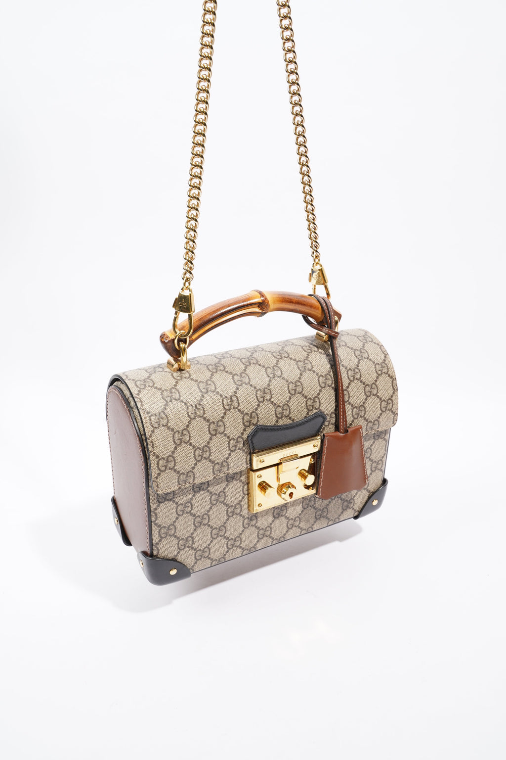 Gucci Padlock Bamboo Top Handle Supreme / Black Coated Canvas Small
