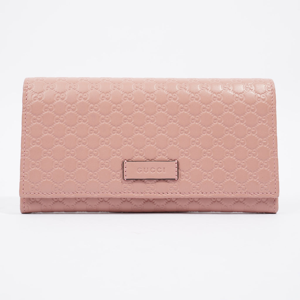 Gucci GG Supreme Long Wallet Pink Leather