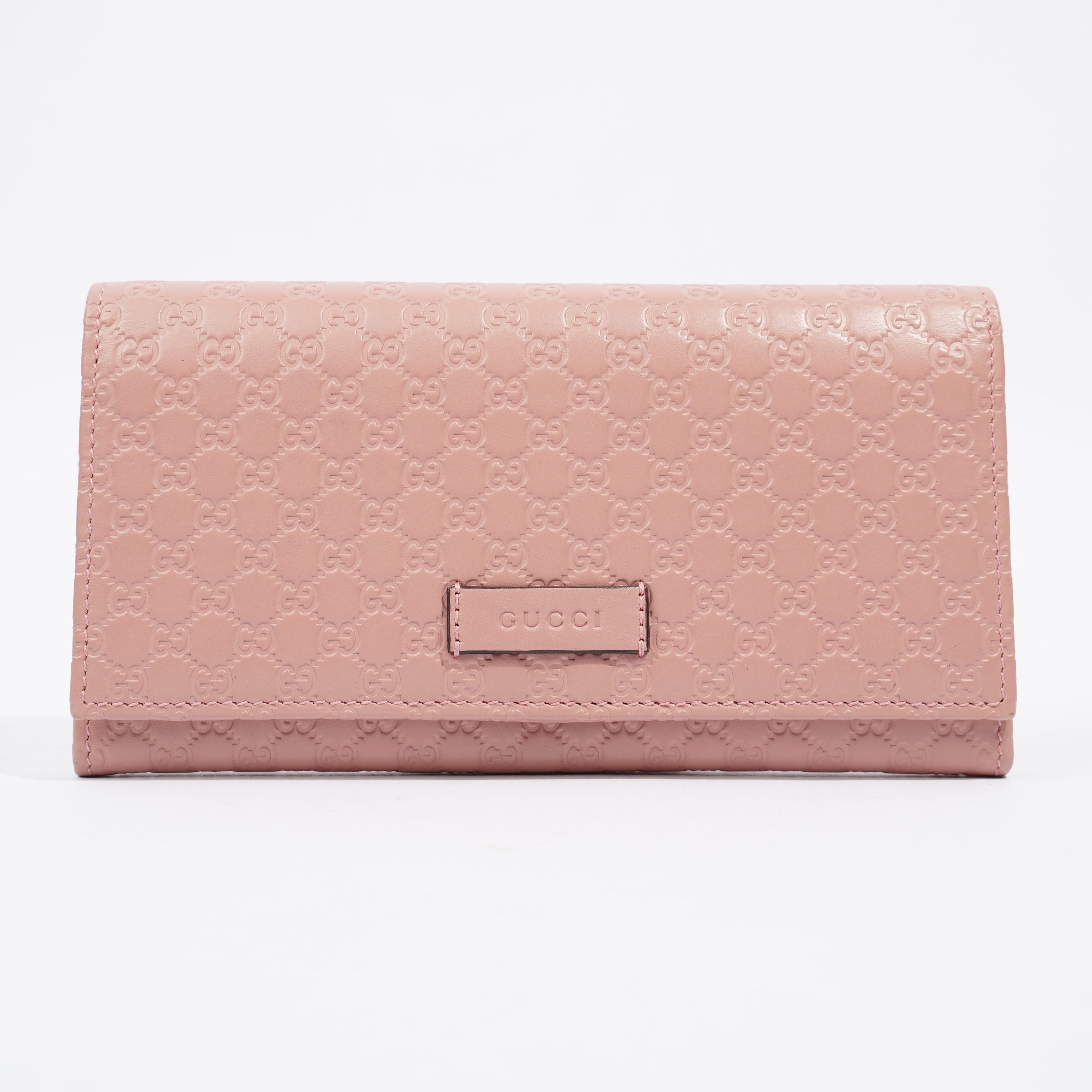 Gucci GG Supreme Long Wallet Pink Leather