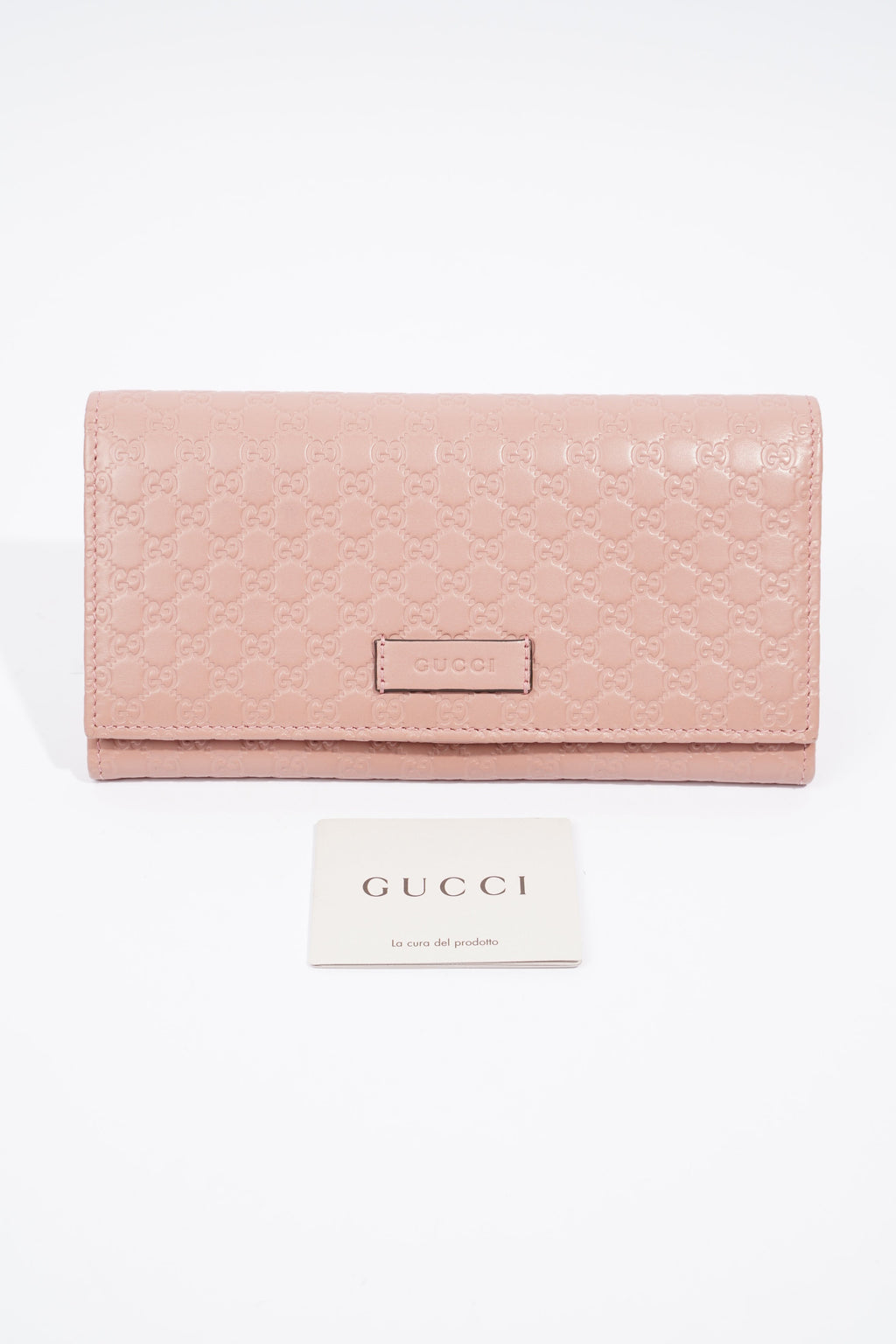 Gucci GG Supreme Long Wallet Pink Leather