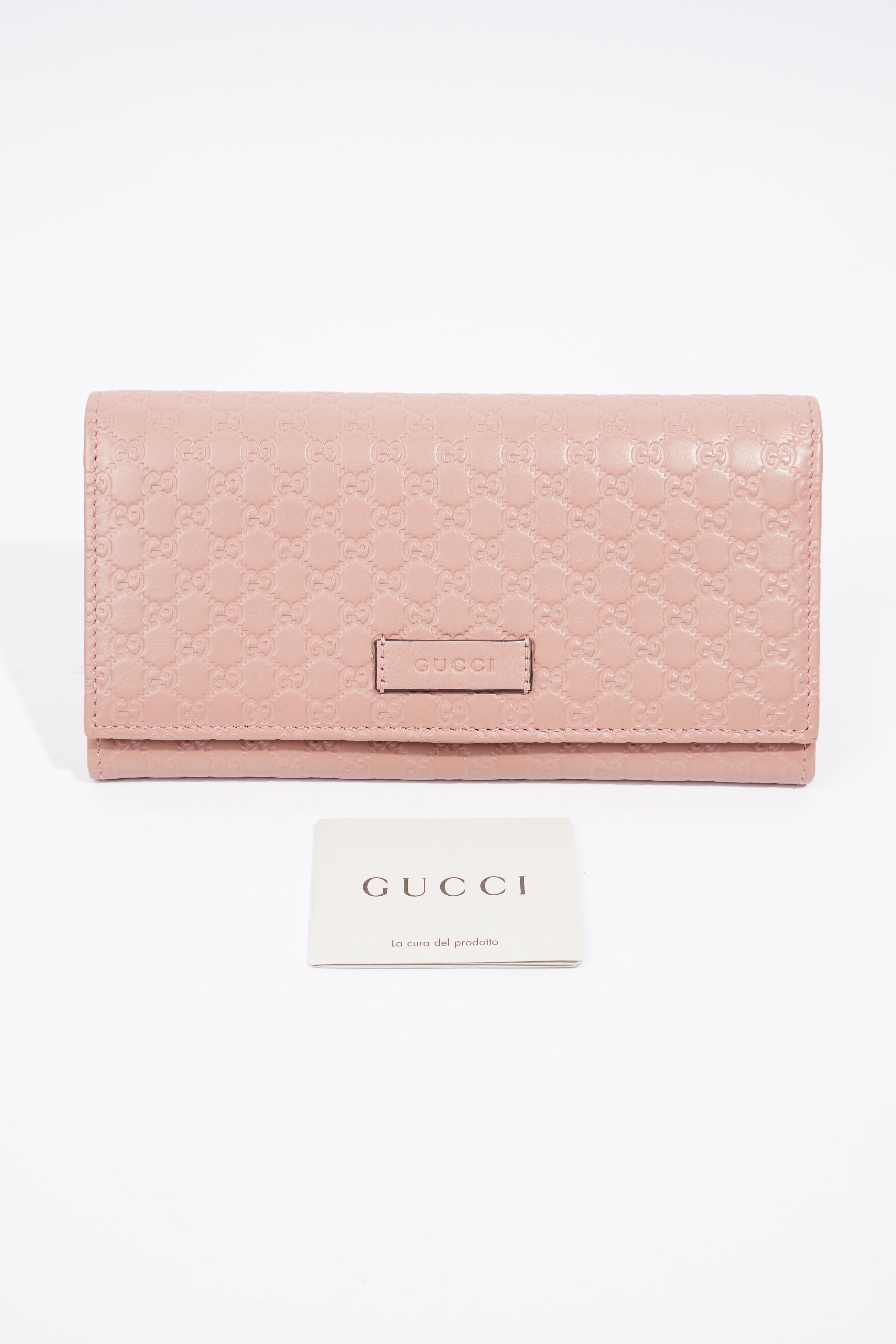 Gucci GG Supreme Long Wallet Pink Leather