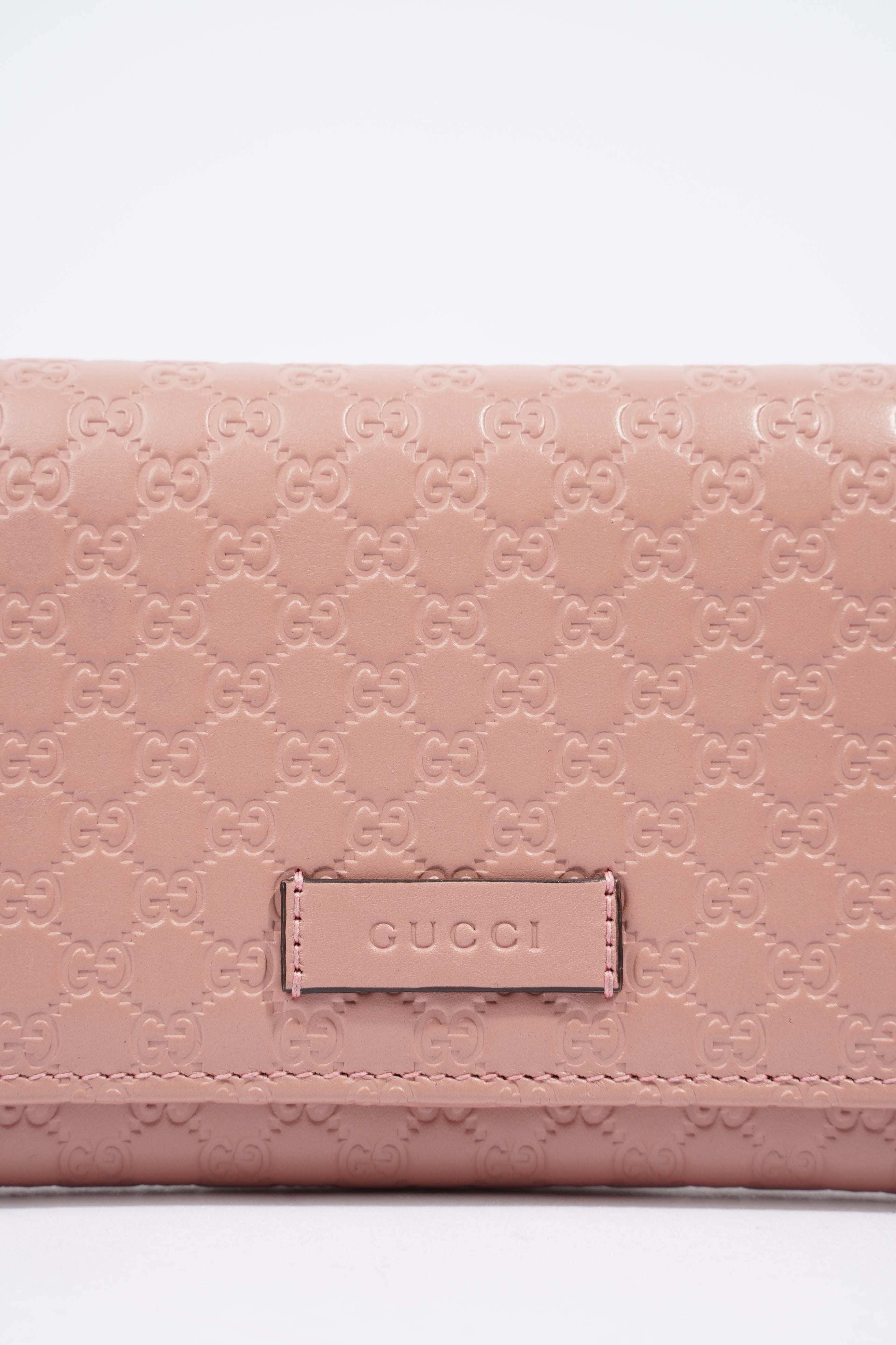 Gucci GG Supreme Long Wallet Pink Leather