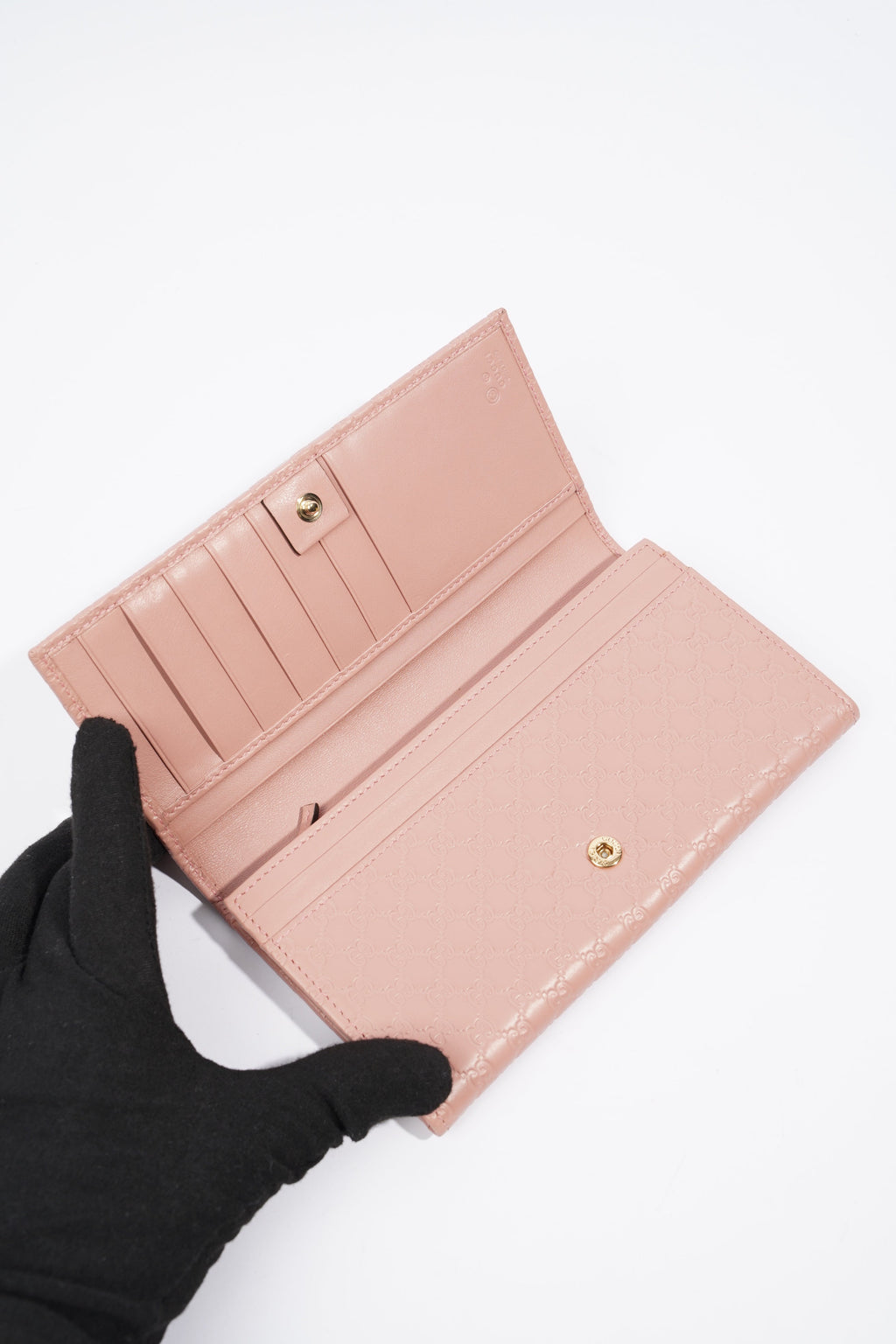 Gucci GG Supreme Long Wallet Pink Leather
