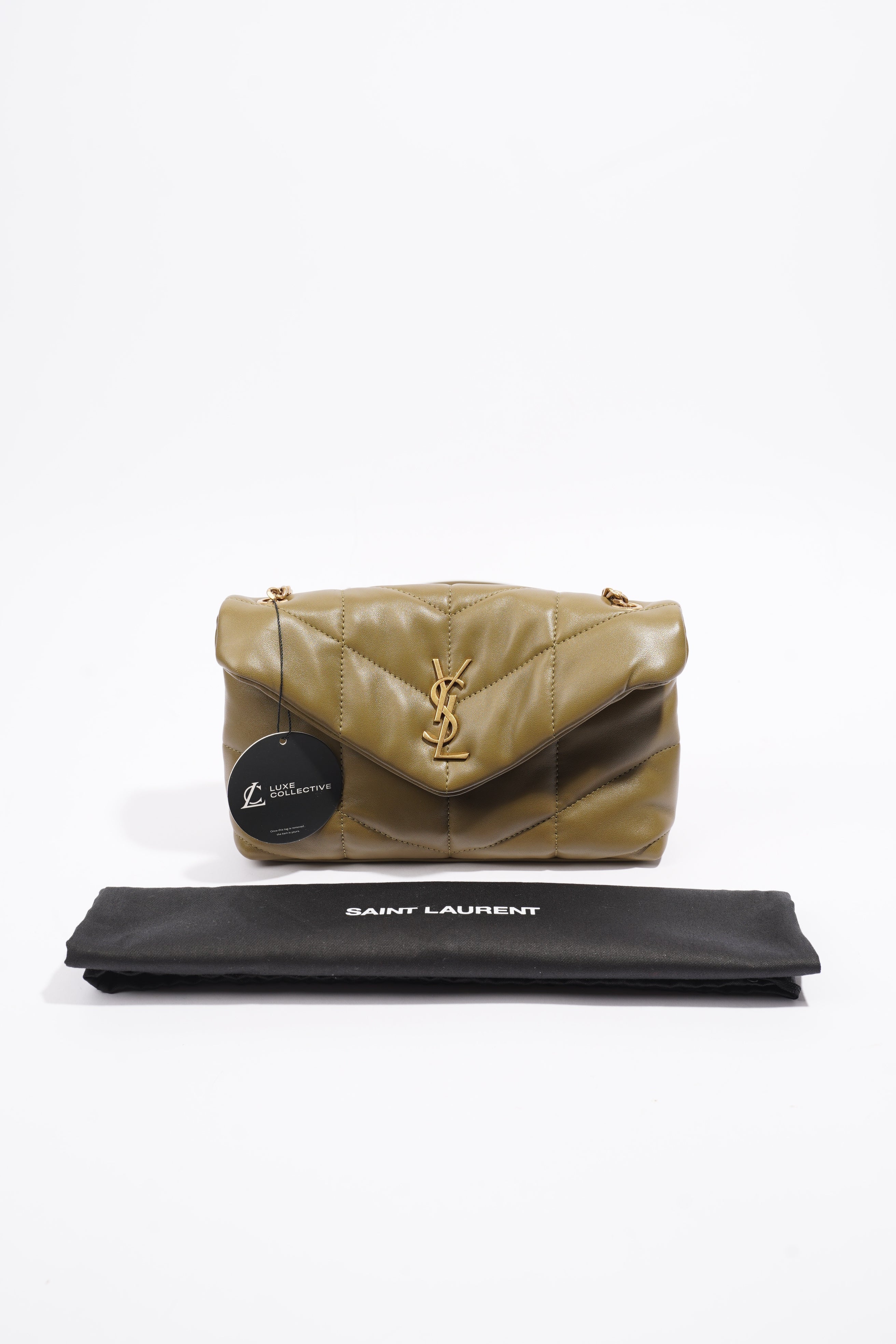 Saint Laurent Toy Puffer Khaki Lambskin Leather