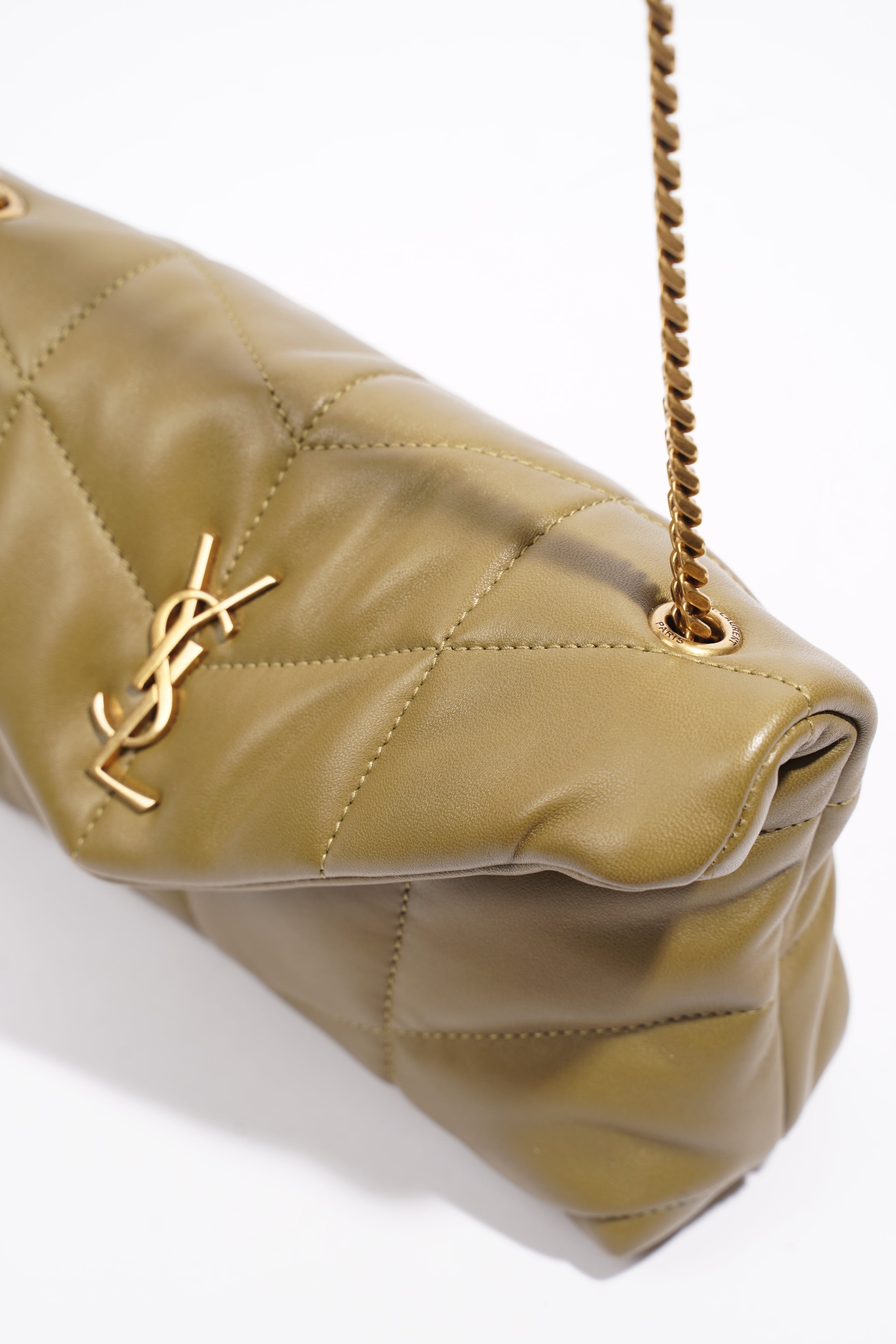 Saint Laurent Toy Puffer Khaki Lambskin Leather