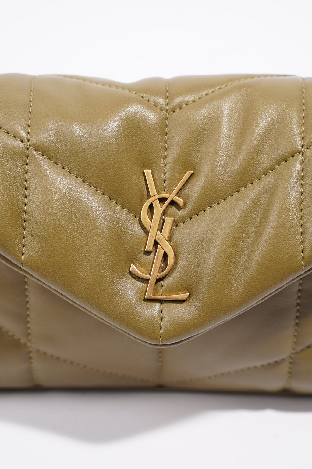 Saint Laurent Toy Puffer Khaki Lambskin Leather