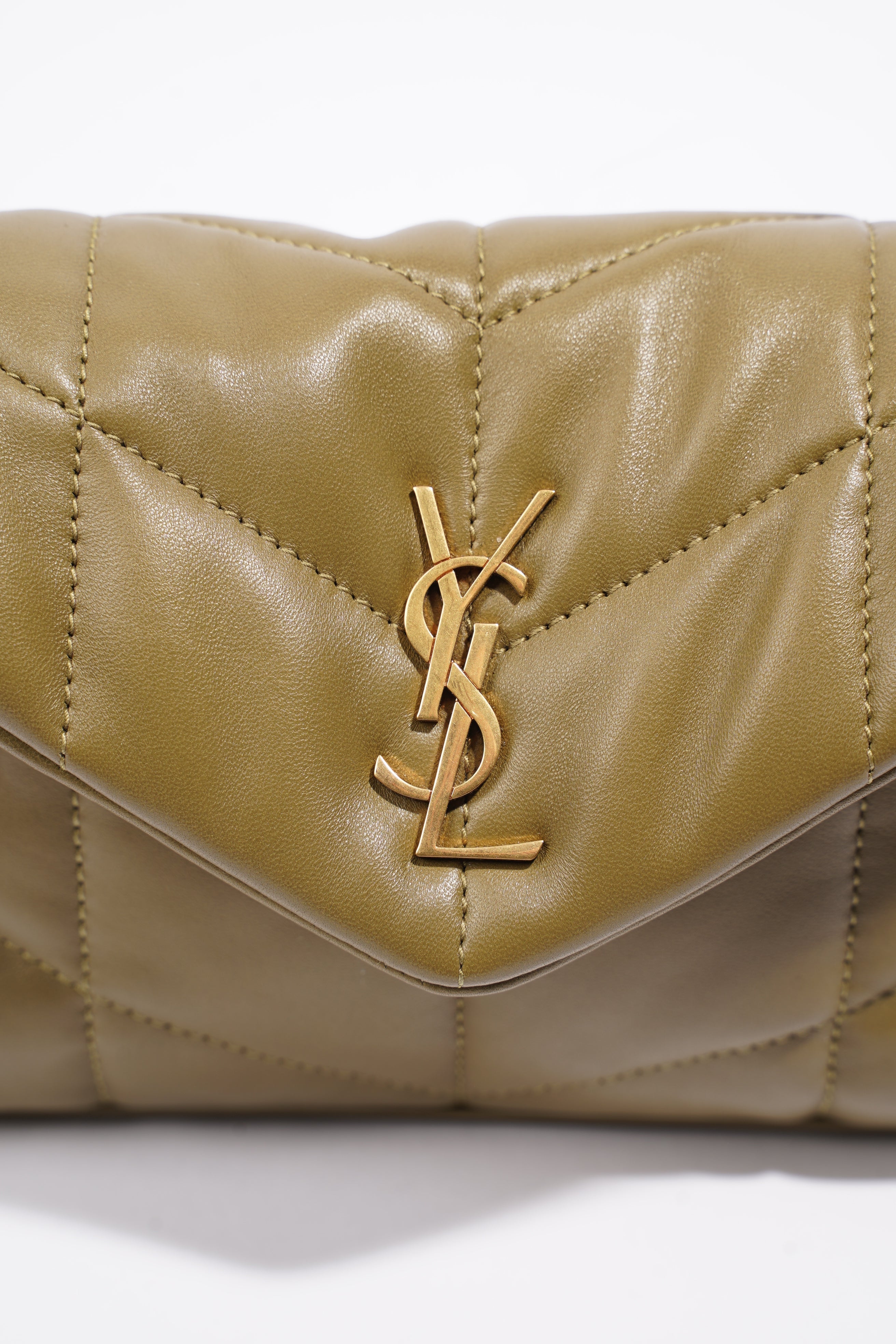Saint Laurent Toy Puffer Khaki Lambskin Leather
