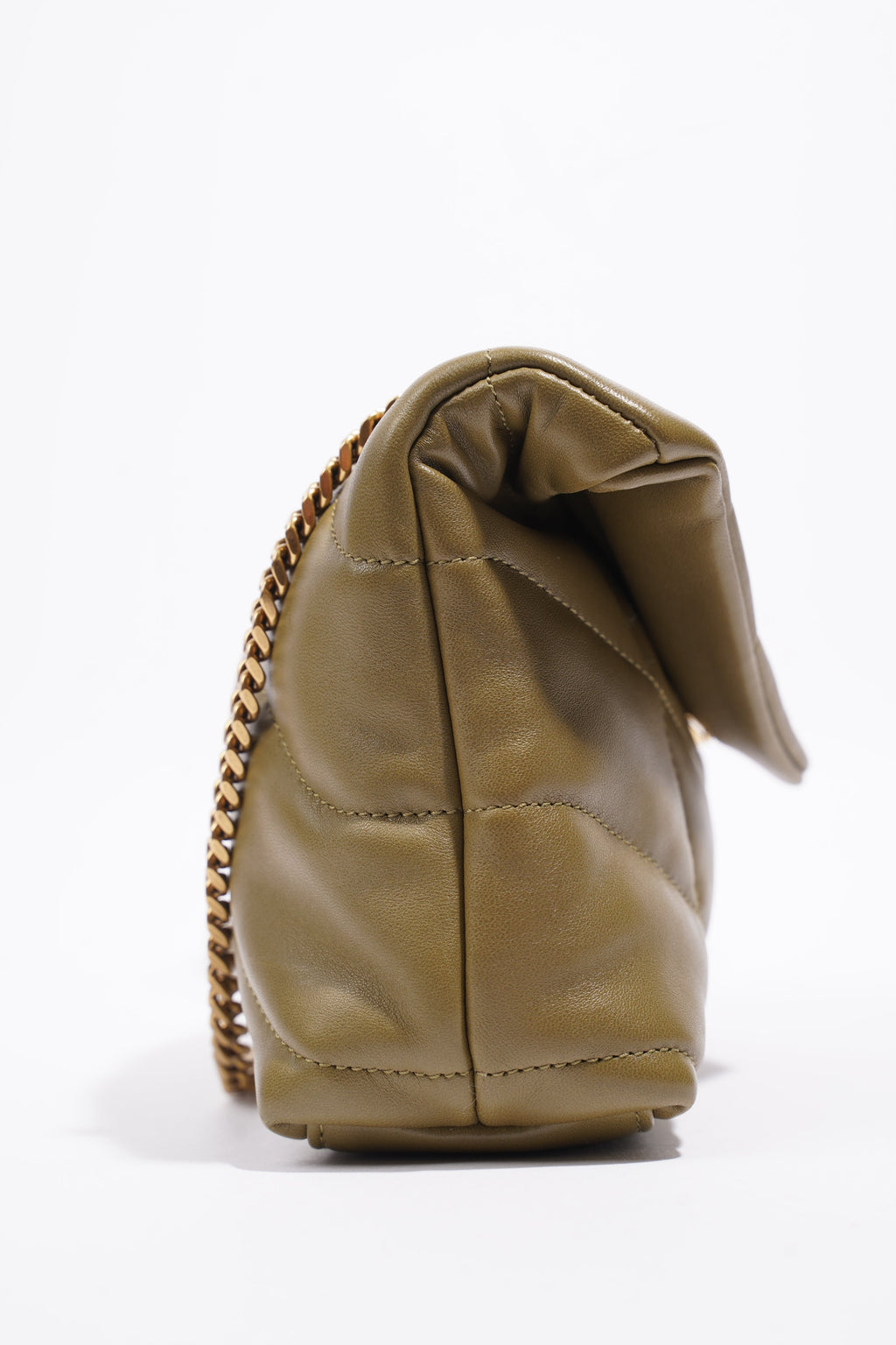 Saint Laurent Toy Puffer Khaki Lambskin Leather