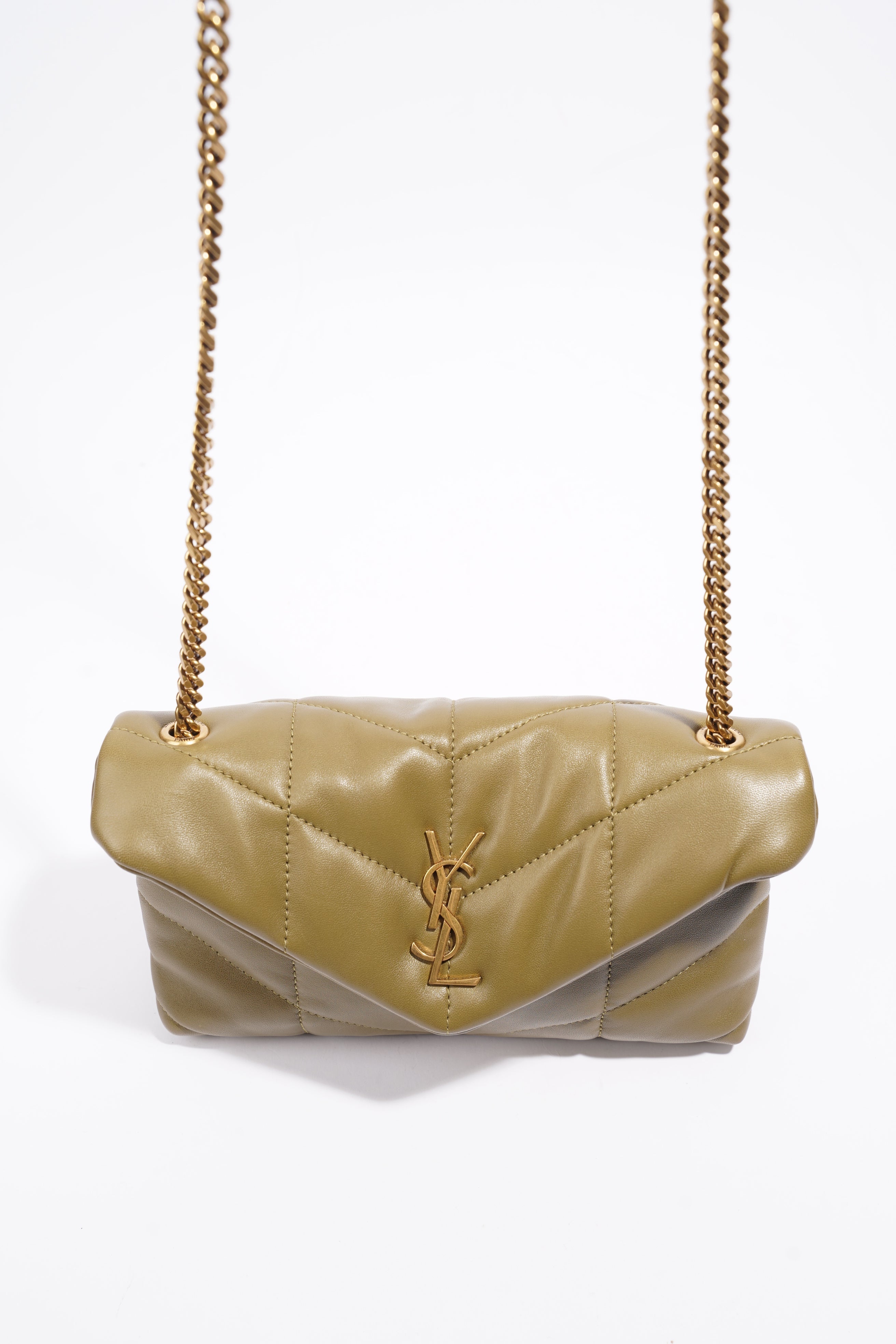 Saint Laurent Toy Puffer Khaki Lambskin Leather