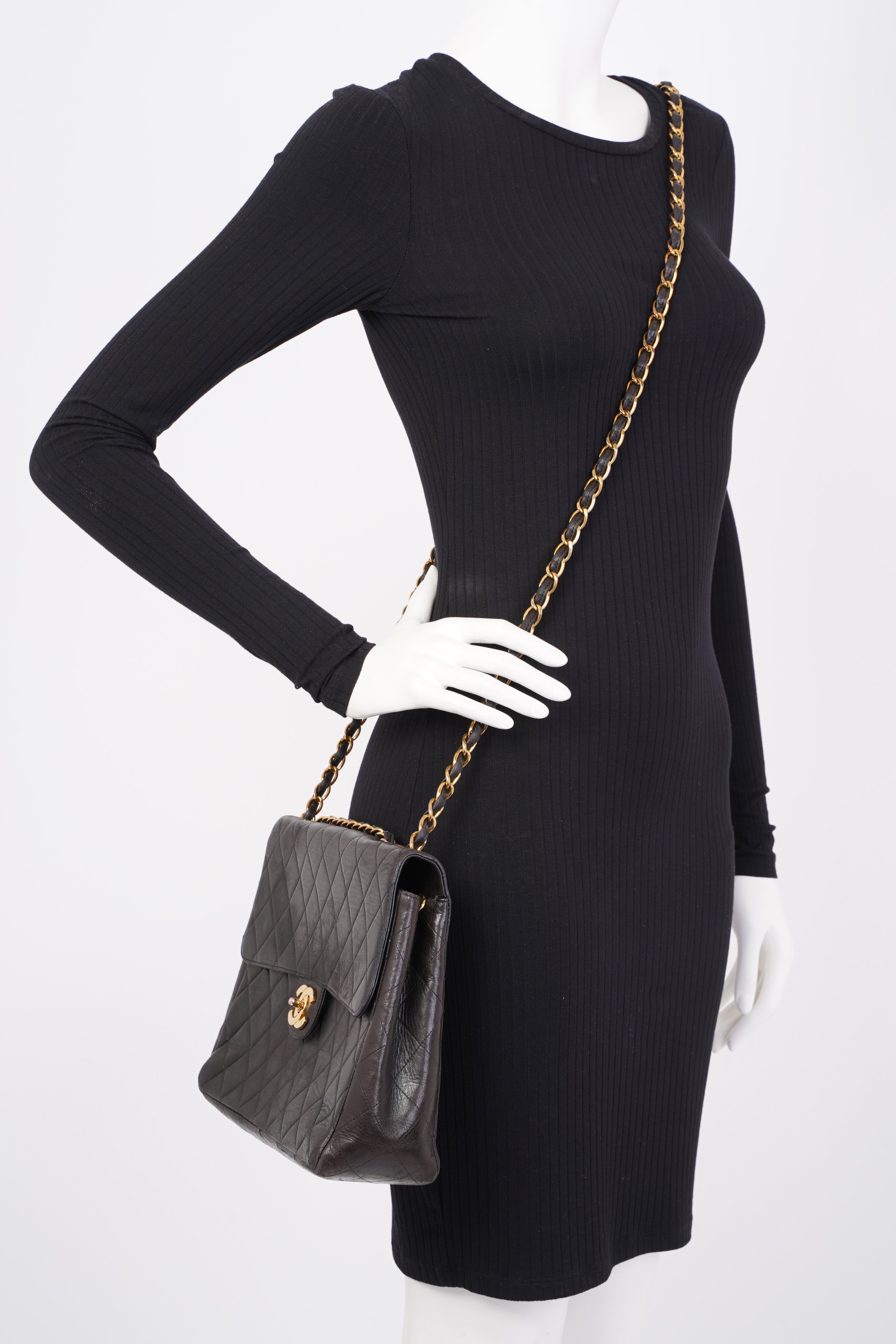 Chanel Classic Single Flap Jumbo Black Calfskin Leather