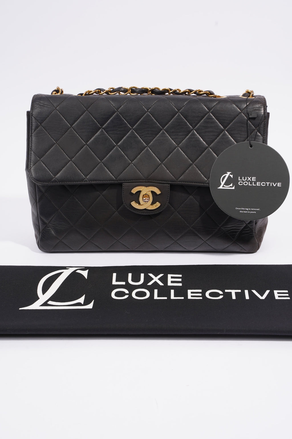 Chanel Classic Single Flap Jumbo Black Calfskin Leather