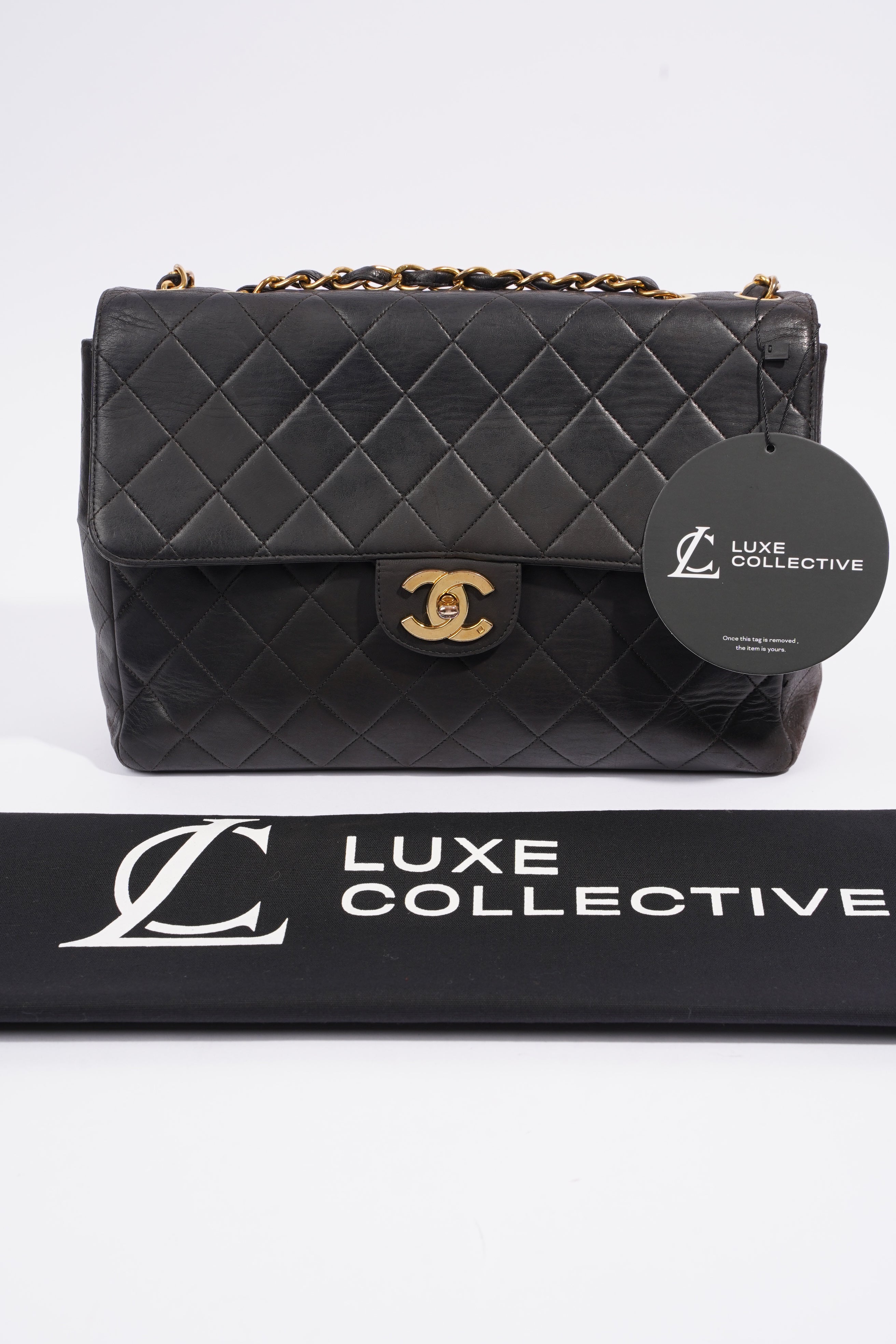 Chanel Classic Single Flap Jumbo Black Calfskin Leather