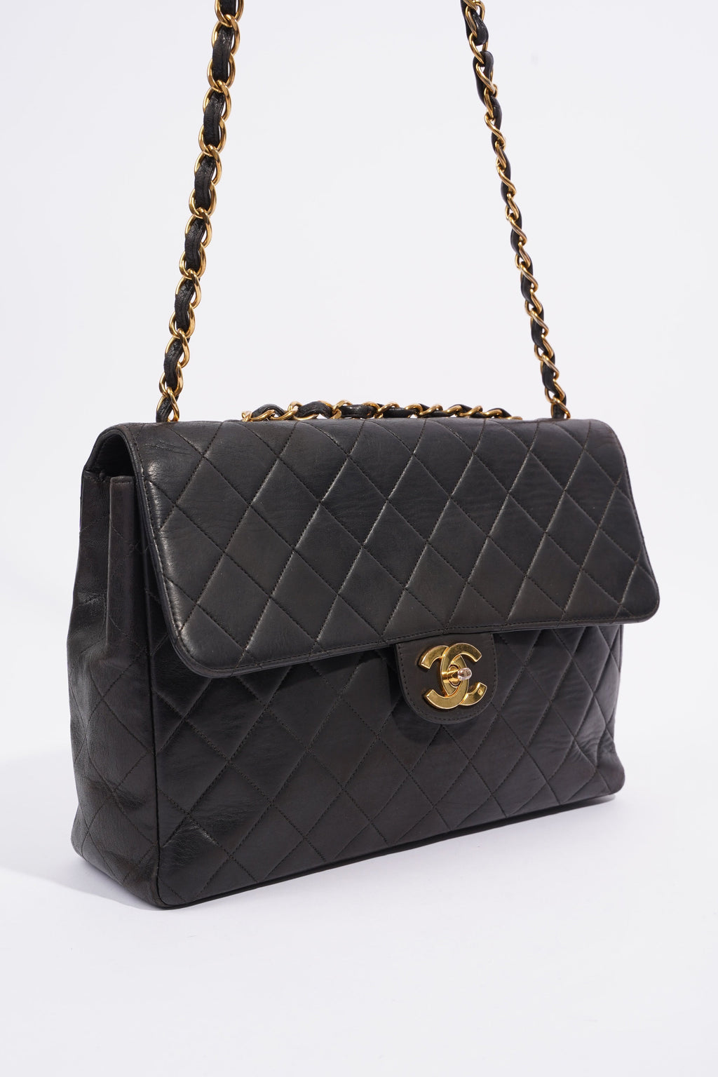 Chanel Classic Single Flap Jumbo Black Calfskin Leather