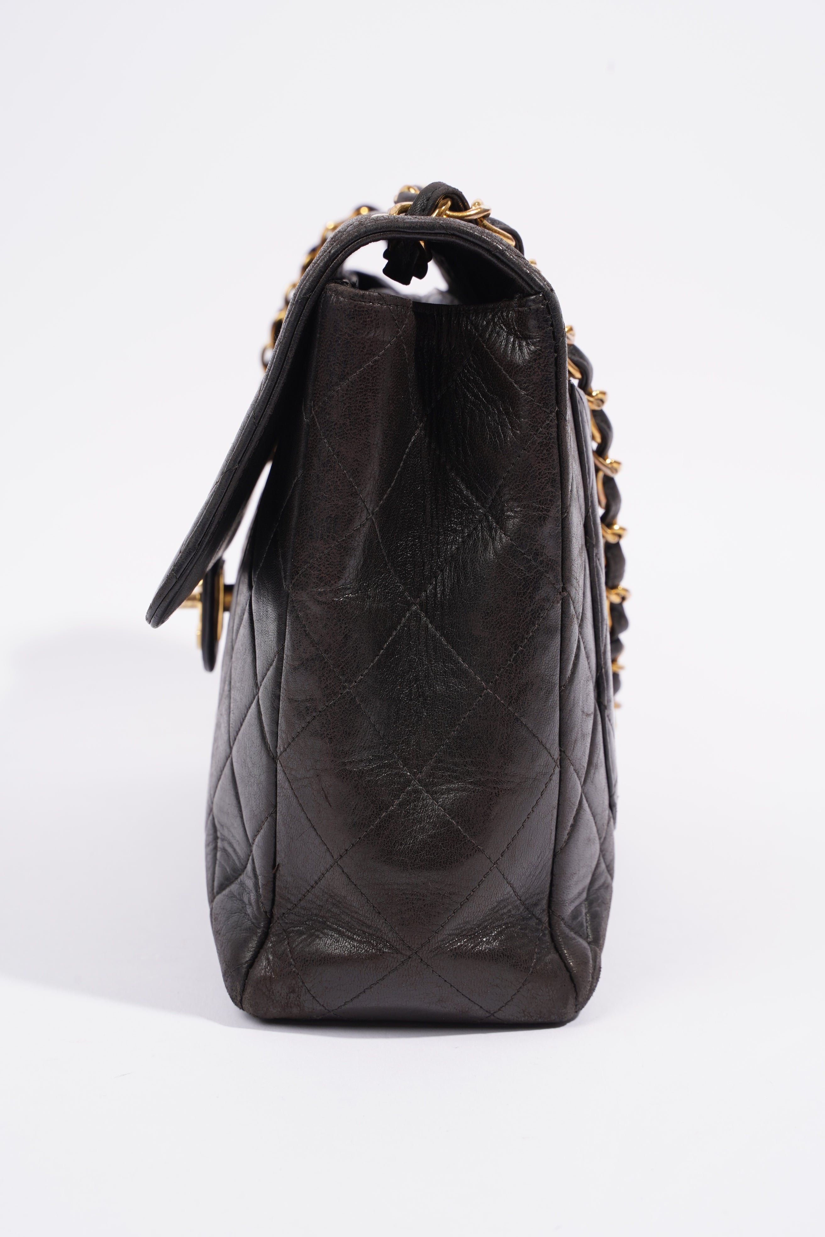 Chanel Classic Single Flap Jumbo Black Calfskin Leather
