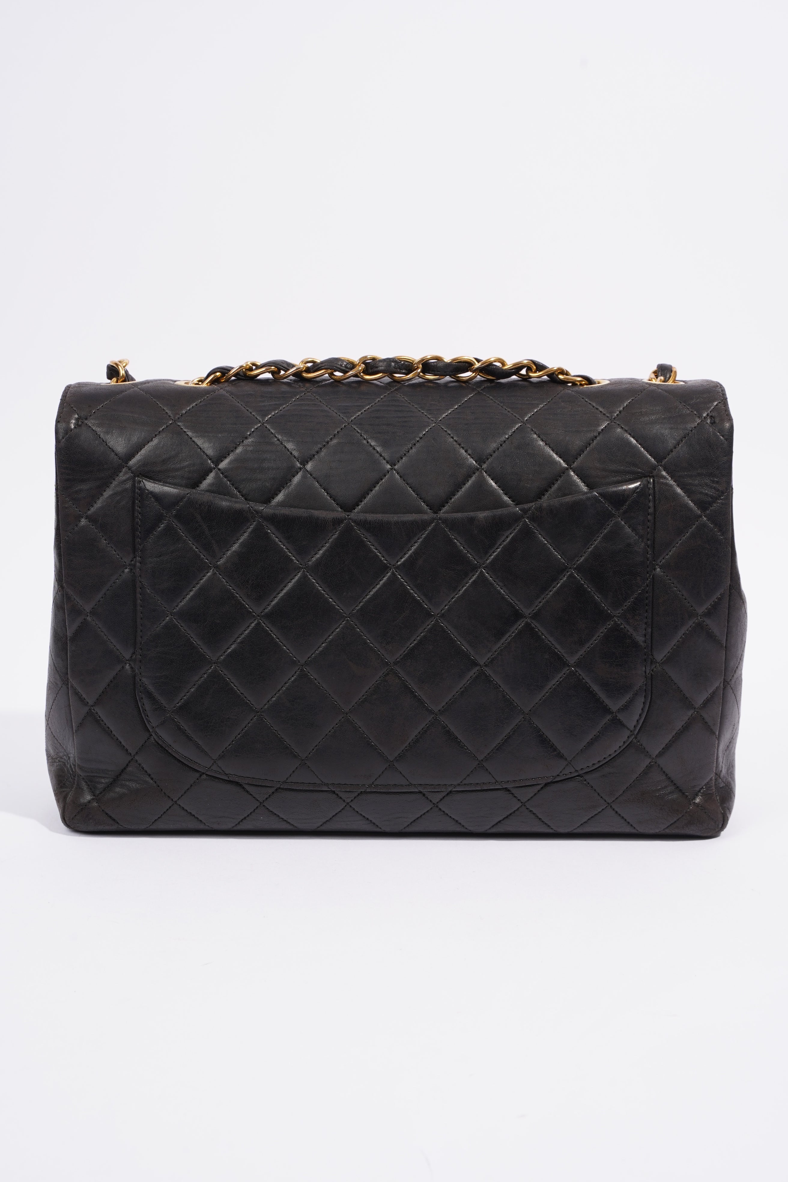 Chanel Classic Single Flap Jumbo Black Calfskin Leather