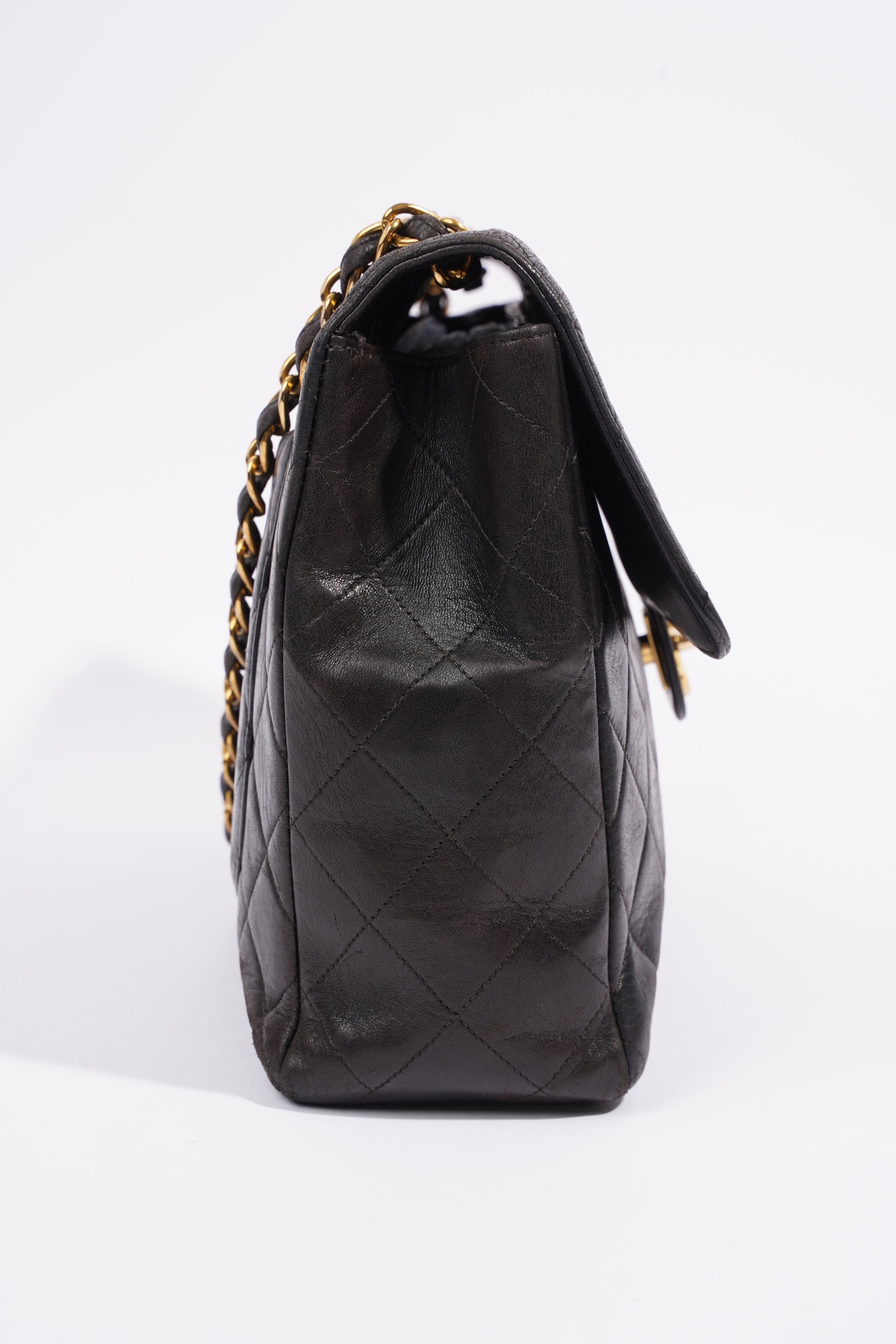 Chanel Classic Single Flap Jumbo Black Calfskin Leather