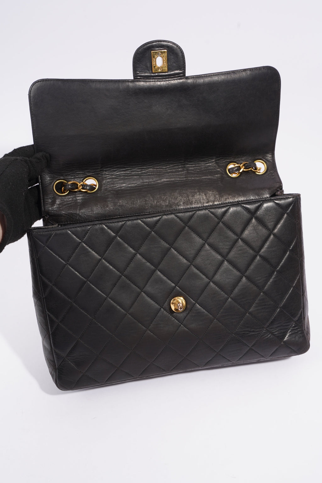 Chanel Classic Single Flap Jumbo Black Calfskin Leather
