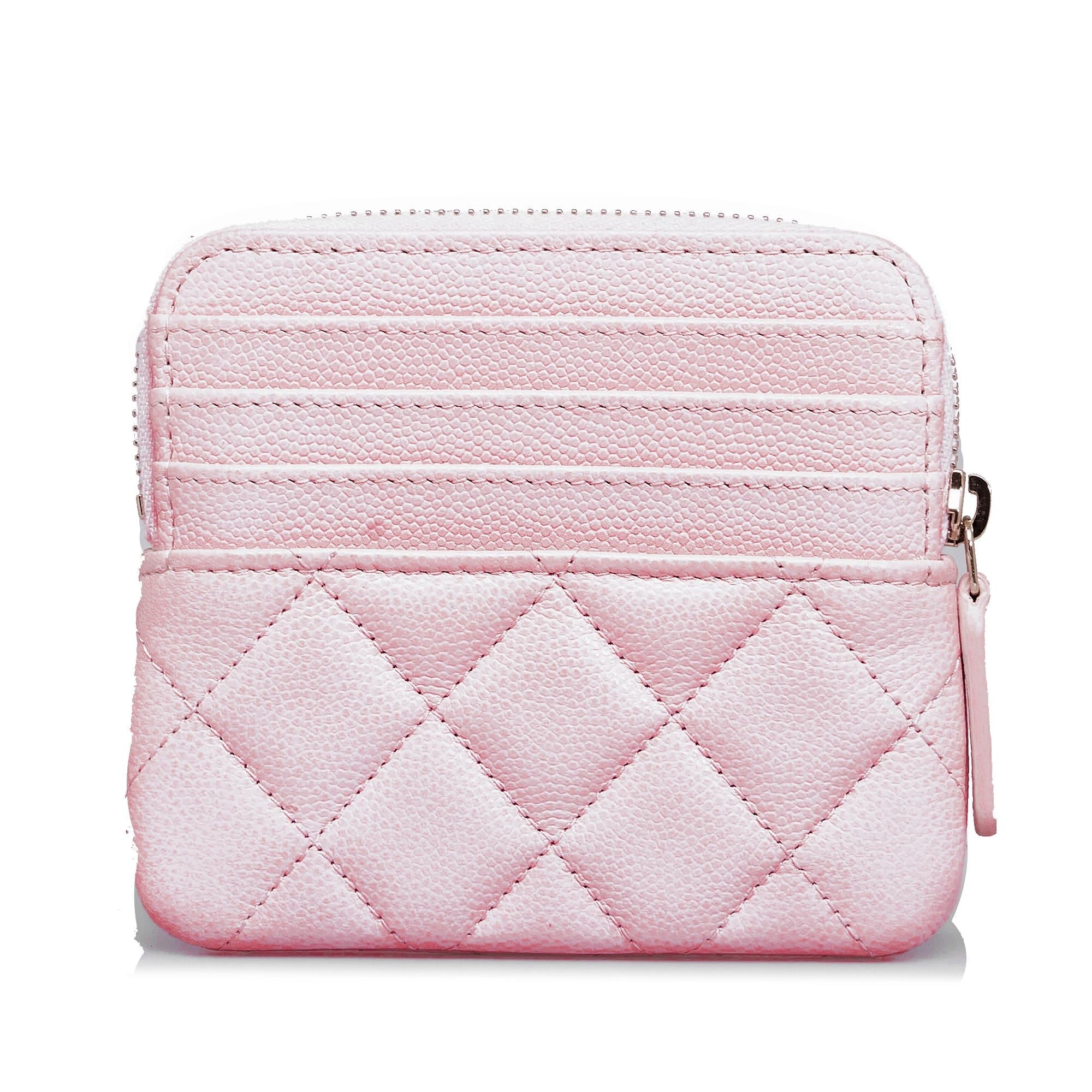 Chanel Caviar CC Crystal Woven Square Zip Around Card Holder (SHG-07vPg1)
