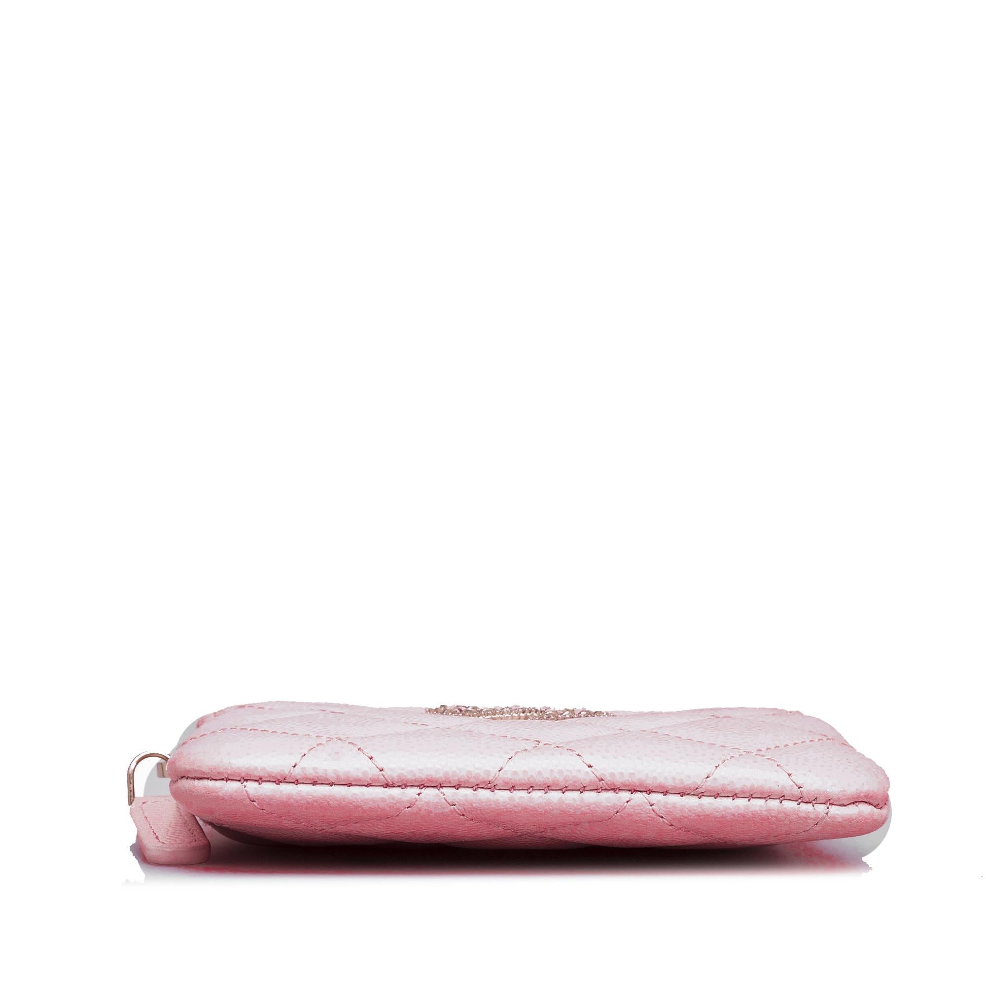 Chanel Caviar CC Crystal Woven Square Zip Around Card Holder (SHG-07vPg1)