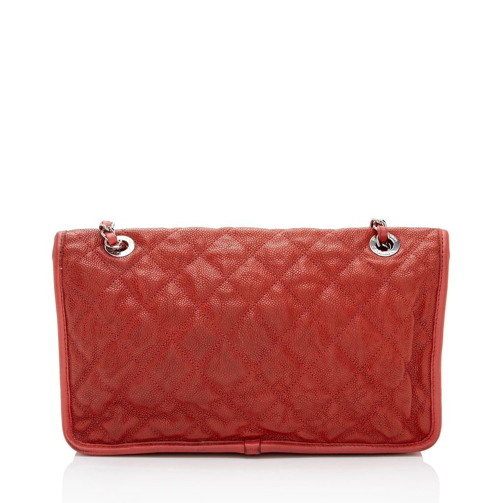 Chanel Caviar Leather French Riviera Medium Flap Bag (SHF-TWwhBI)