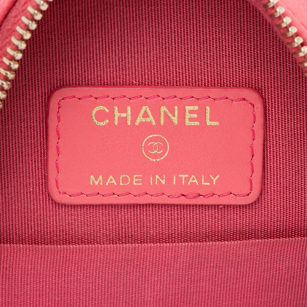Chanel Caviar Leather New Wave Round Clutch with Chain (SHF-s9F7fM)