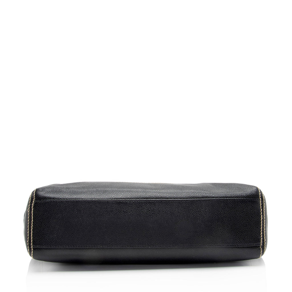 Chanel Caviar Leather Stitched CC Flap Satchel (SHF-ewpcah)
