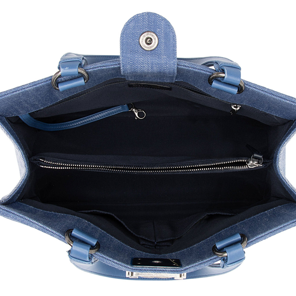 Chanel Chevron Denim Boy Tote (SHF-z2AHH6)