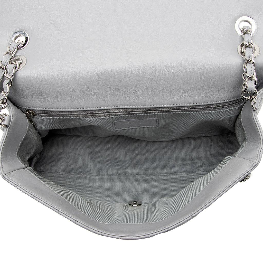 Chanel Crumpled Calfskin Running Chain Around Large Flap Bag (SHF-W3UmSX)