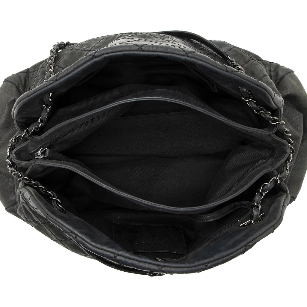 Chanel Distressed Calfskin Just Mademoiselle XL Bowler Bag (SHF-22552)