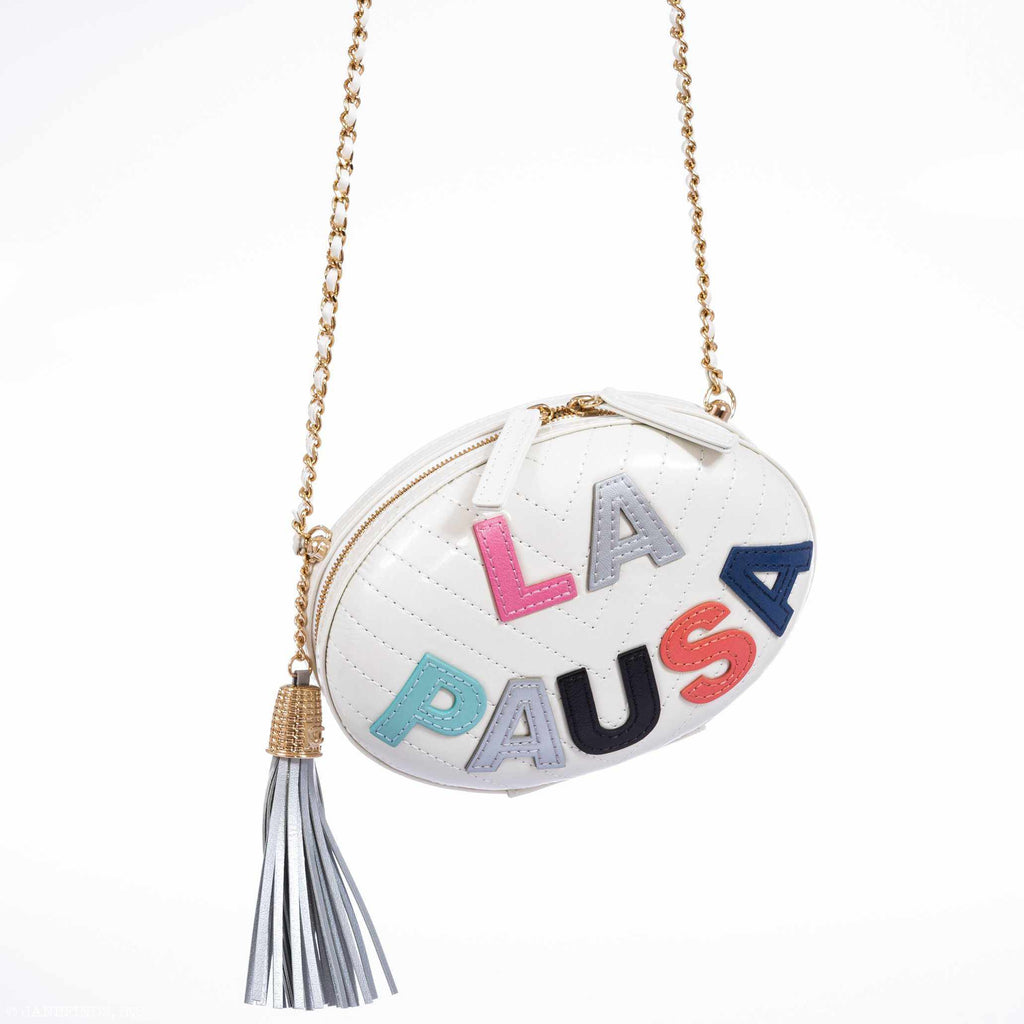 Chanel La Pausa Clutch White & Silver Cross Body Limited Edition