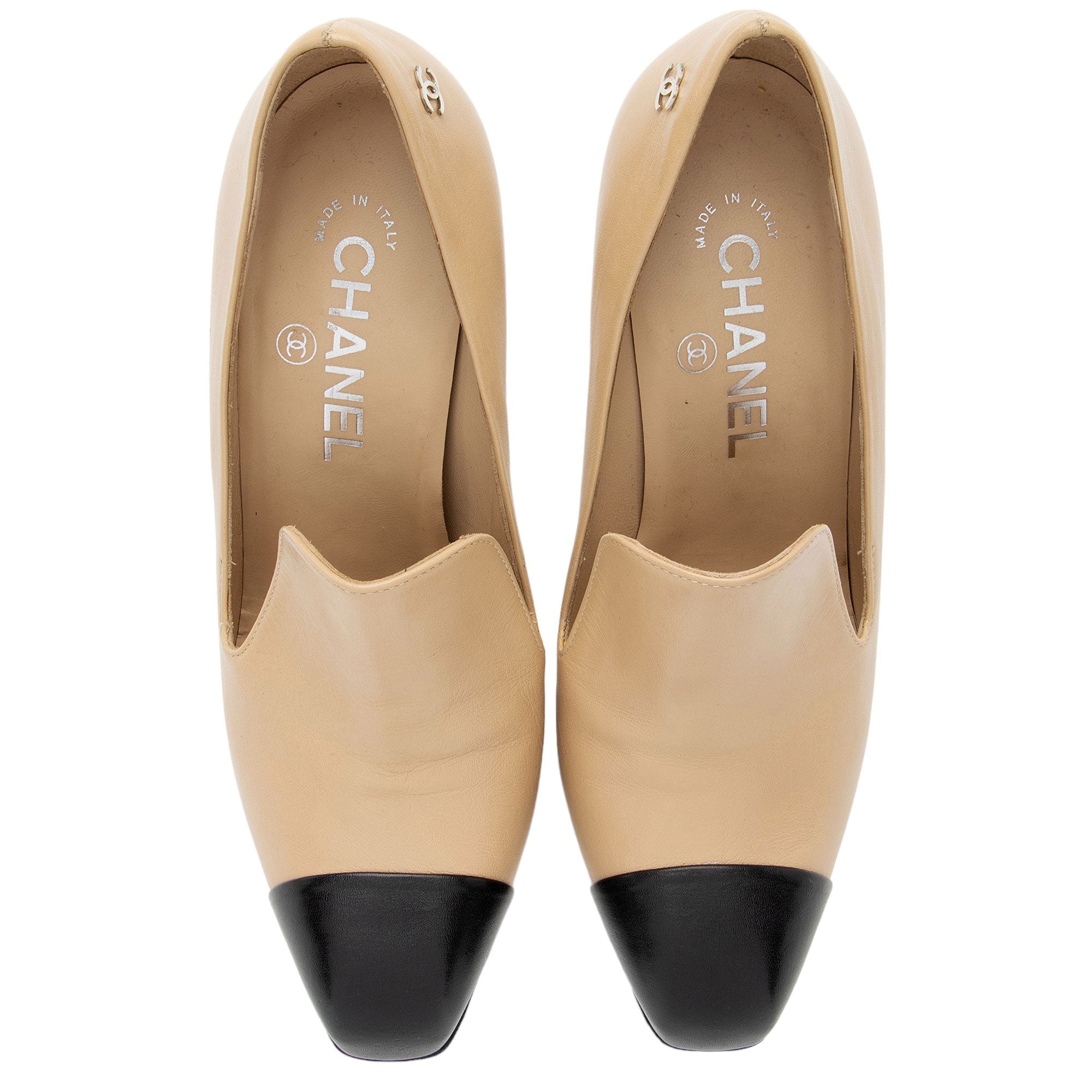 Chanel Lambskin CC Cap Toe Pumps - Size 7.5 / 37.5 (SHF-9StWx2)