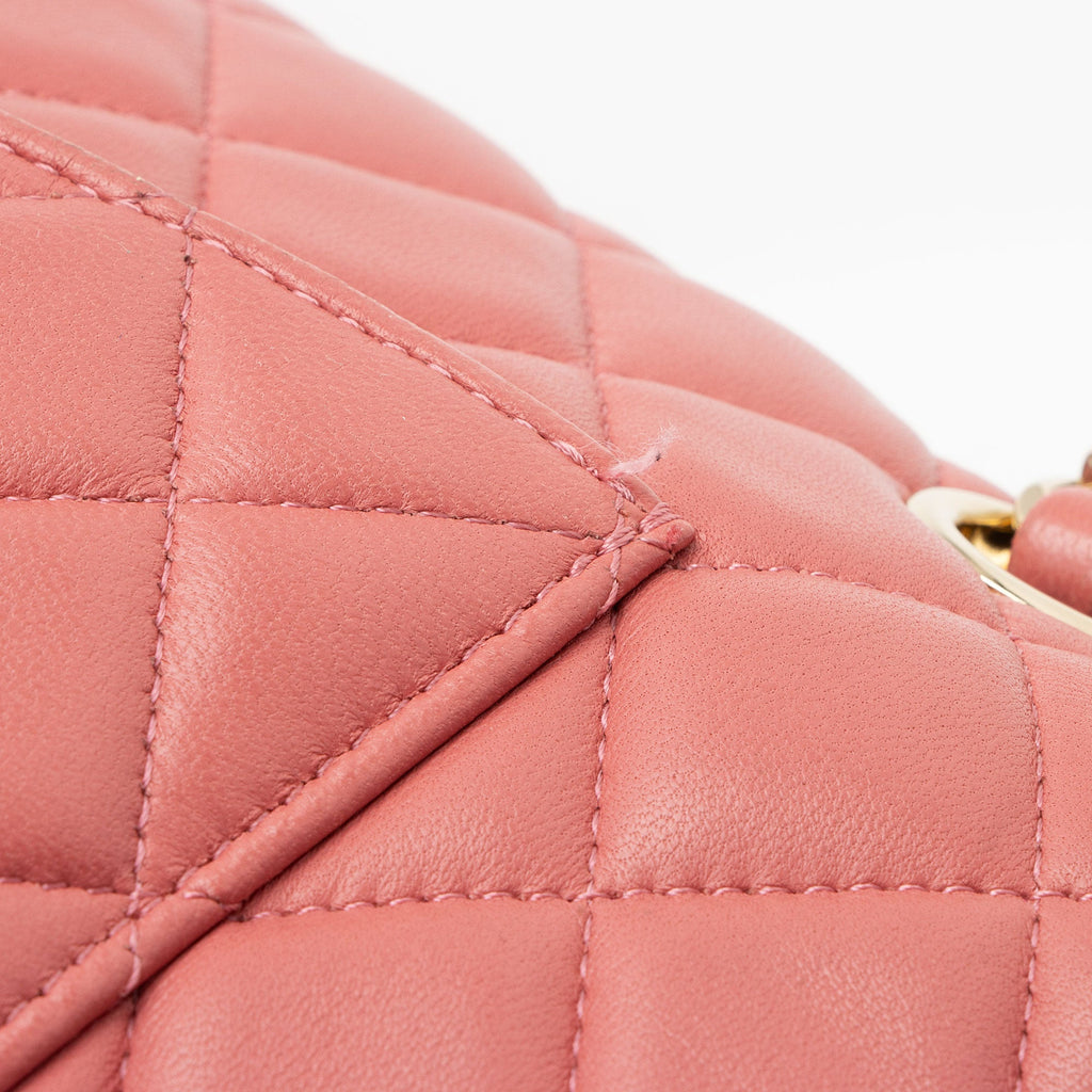 Chanel Limited Edition Lambskin Valentine Classic Medium Single Flap Bag (SHF-M2VY9h)