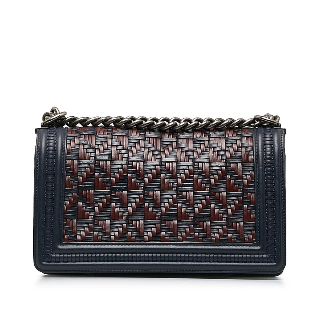 Chanel Medium Woven Lambskin Boy Flap (SHG-FyfyN3)