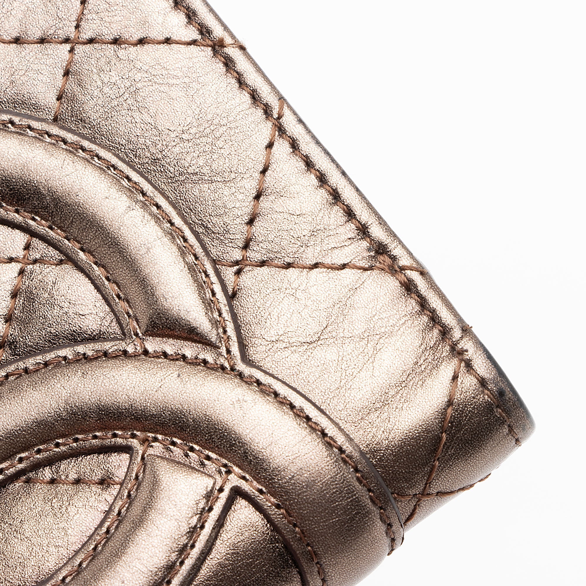 Chanel Metallic Lambskin Ligne Cambon French Purse Wallet (SHF-7hjblw)