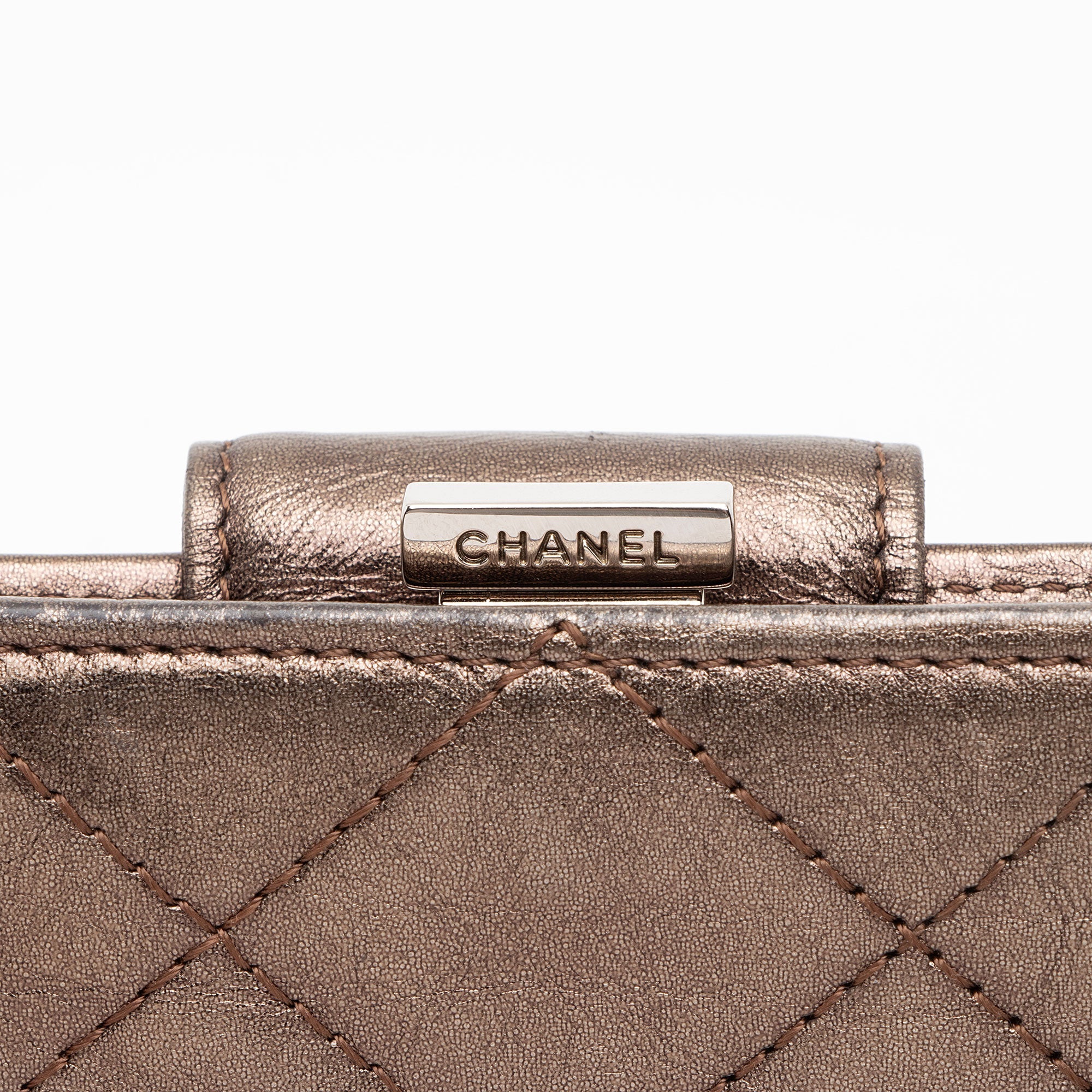 Chanel Metallic Lambskin Ligne Cambon French Purse Wallet (SHF-7hjblw)