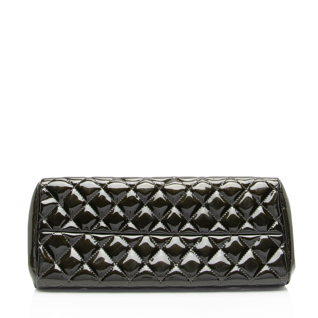 Chanel Metallic Patent Leather Just Mademoiselle Bowler Small Satchel (SHF-9cE7hE)