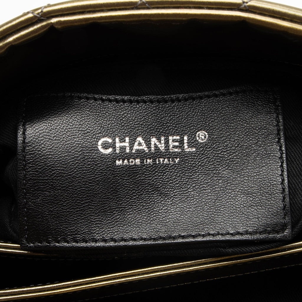 Chanel Metallic Patent Leather Just Mademoiselle Bowler Small Satchel (SHF-9cE7hE)