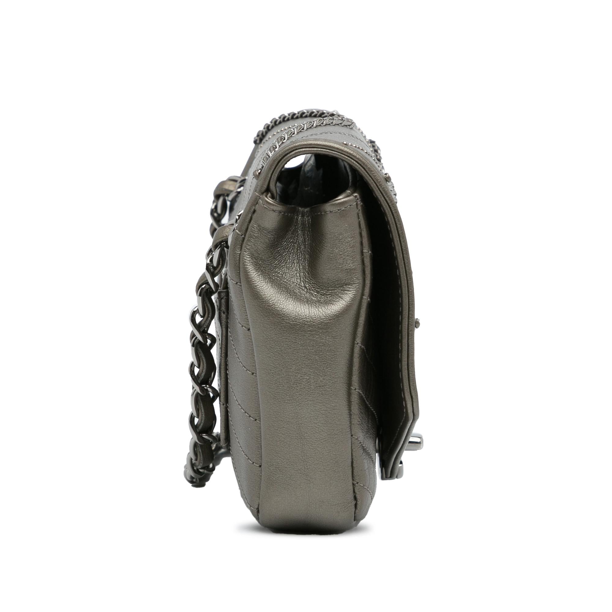 Chanel Mini Embellished Calfskin Chevron Square Envelop Flap (SHG-dgzXFp)