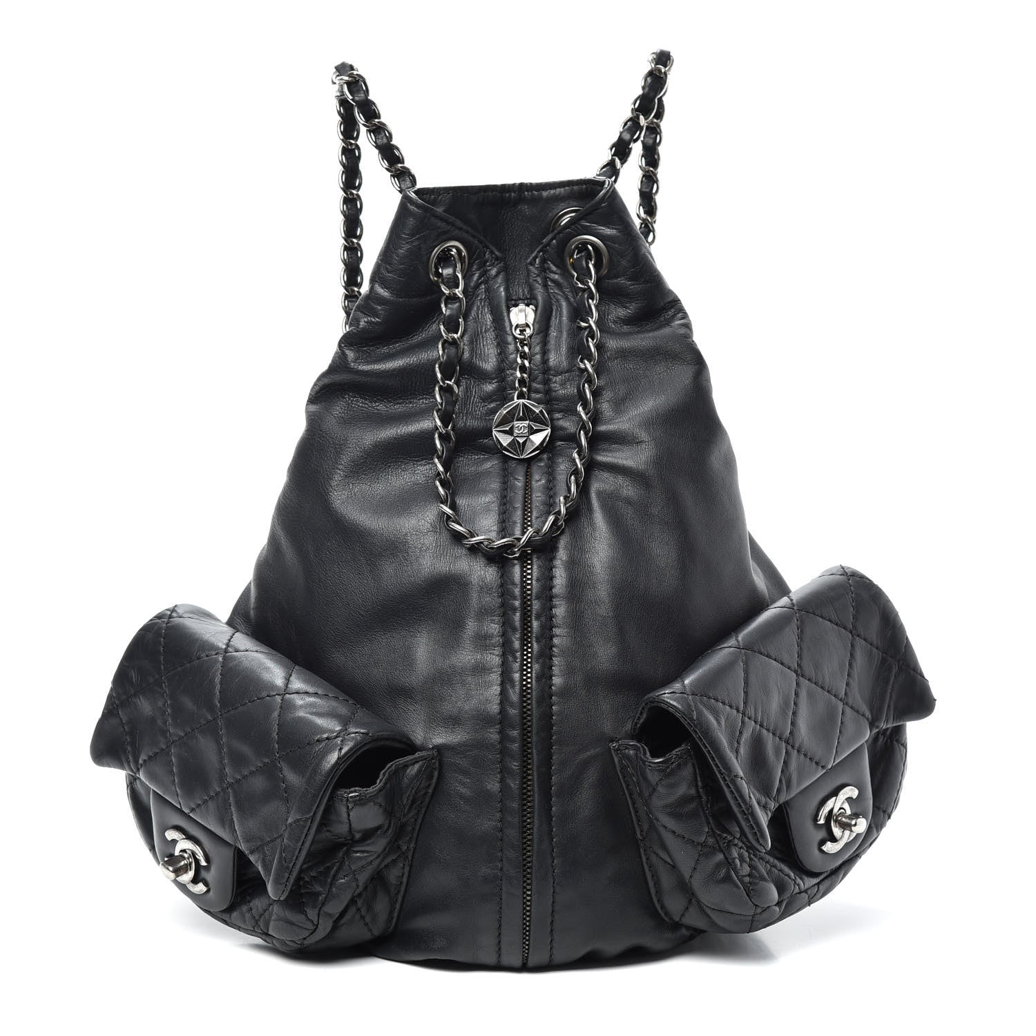 CHANEL MULTI POCKETS CALFSKIN LEATHER BACKPACK