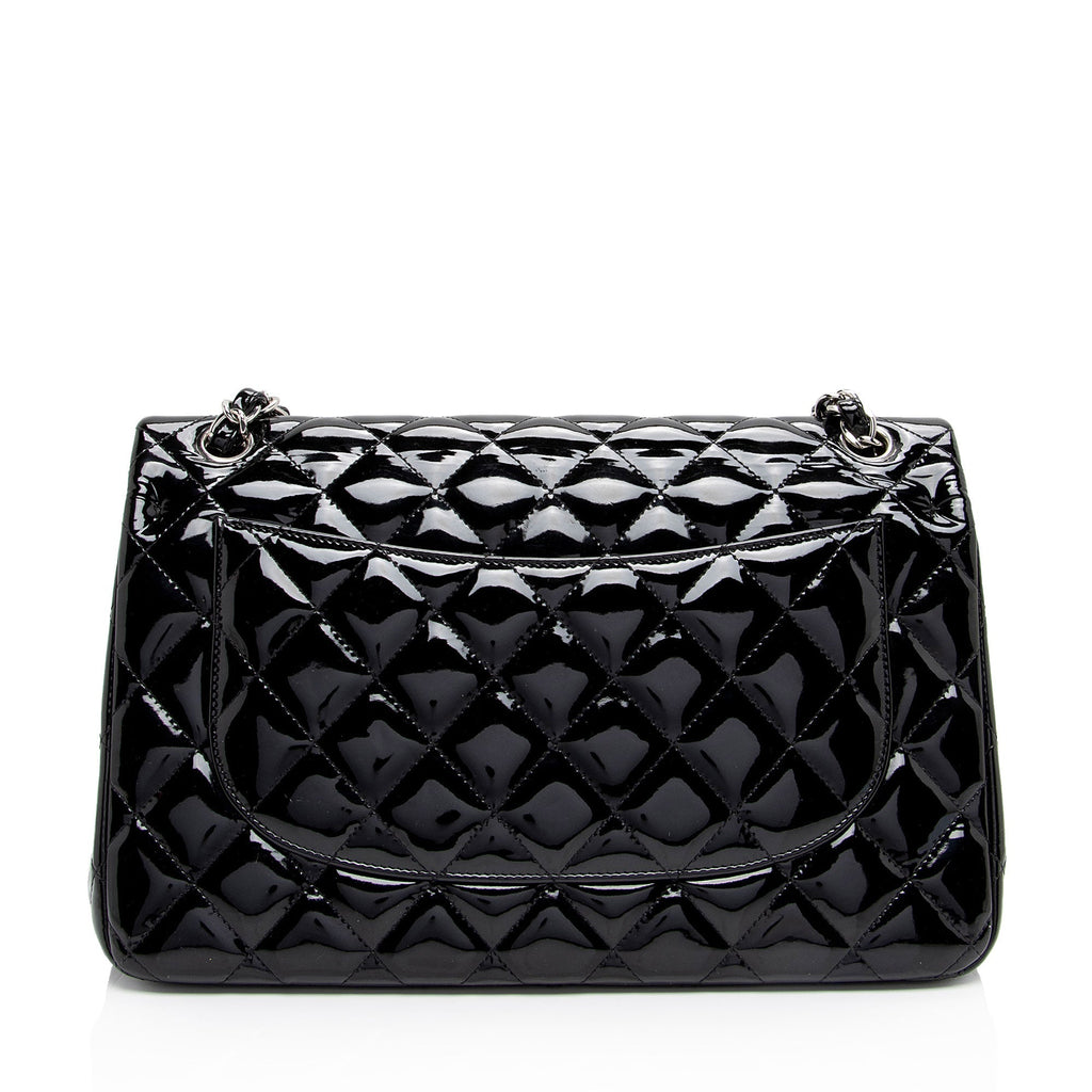 Chanel Patent Leather Classic Jumbo Double Flap Bag (SHF-zuaFhW)
