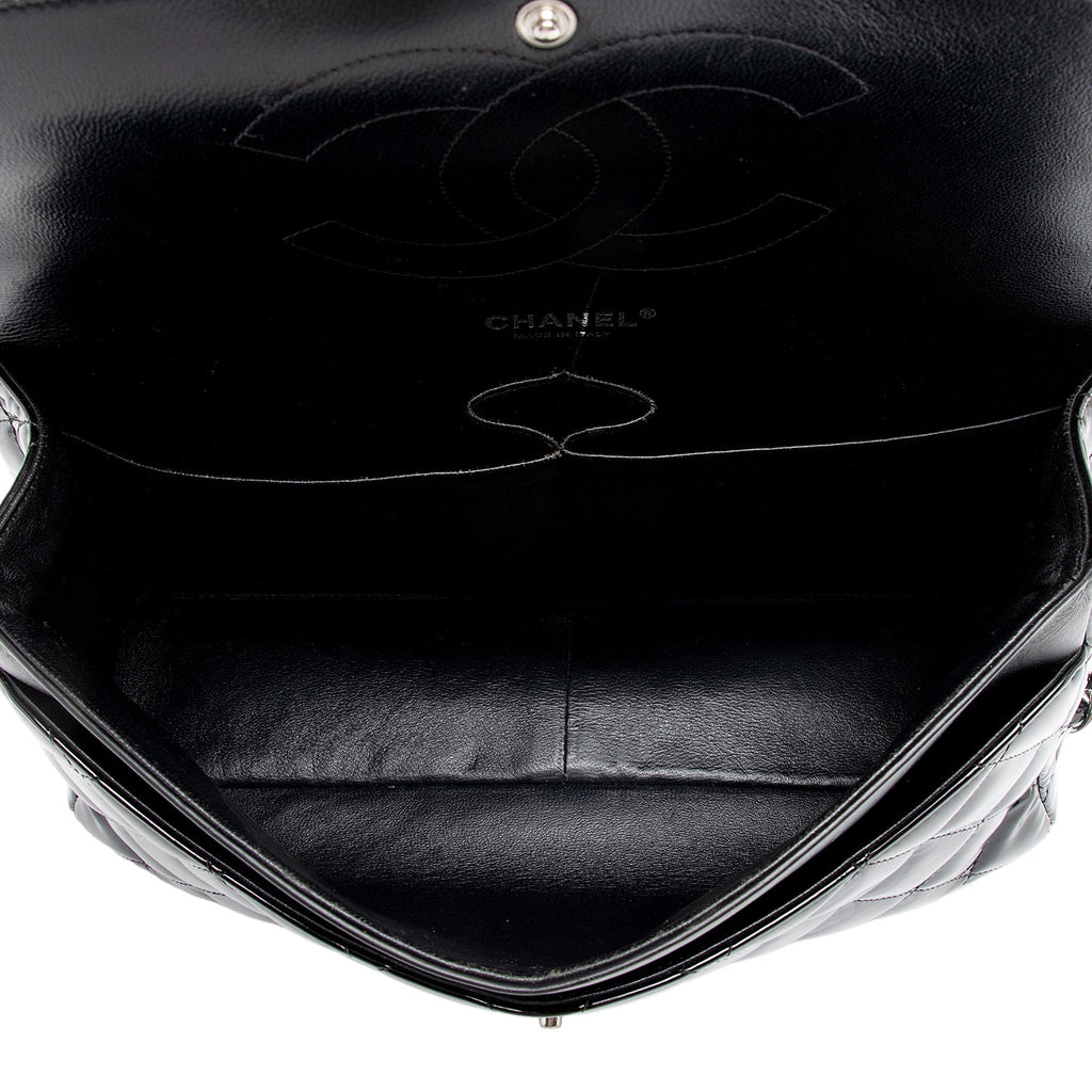 Chanel Patent Leather Classic Jumbo Double Flap Bag (SHF-zuaFhW)