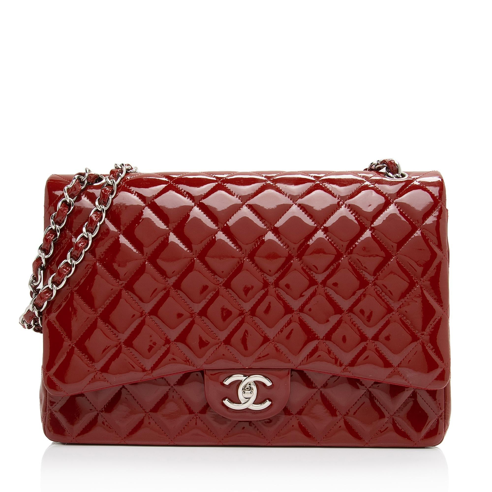 Chanel Patent Leather Classic Maxi Double Flap Bag (SHF-g5wkOe)
