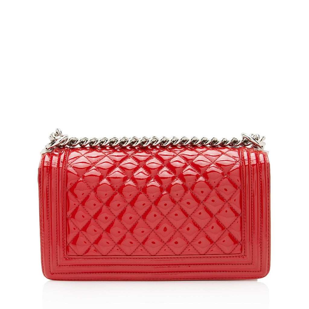 Chanel Patent Leather Plexiglass Old Medium Boy Bag (SHF-ysM1xr)