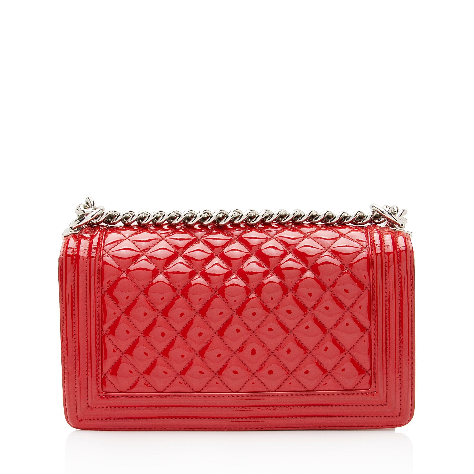 Chanel Patent Leather Plexiglass Old Medium Boy Bag (SHF-ysM1xr)